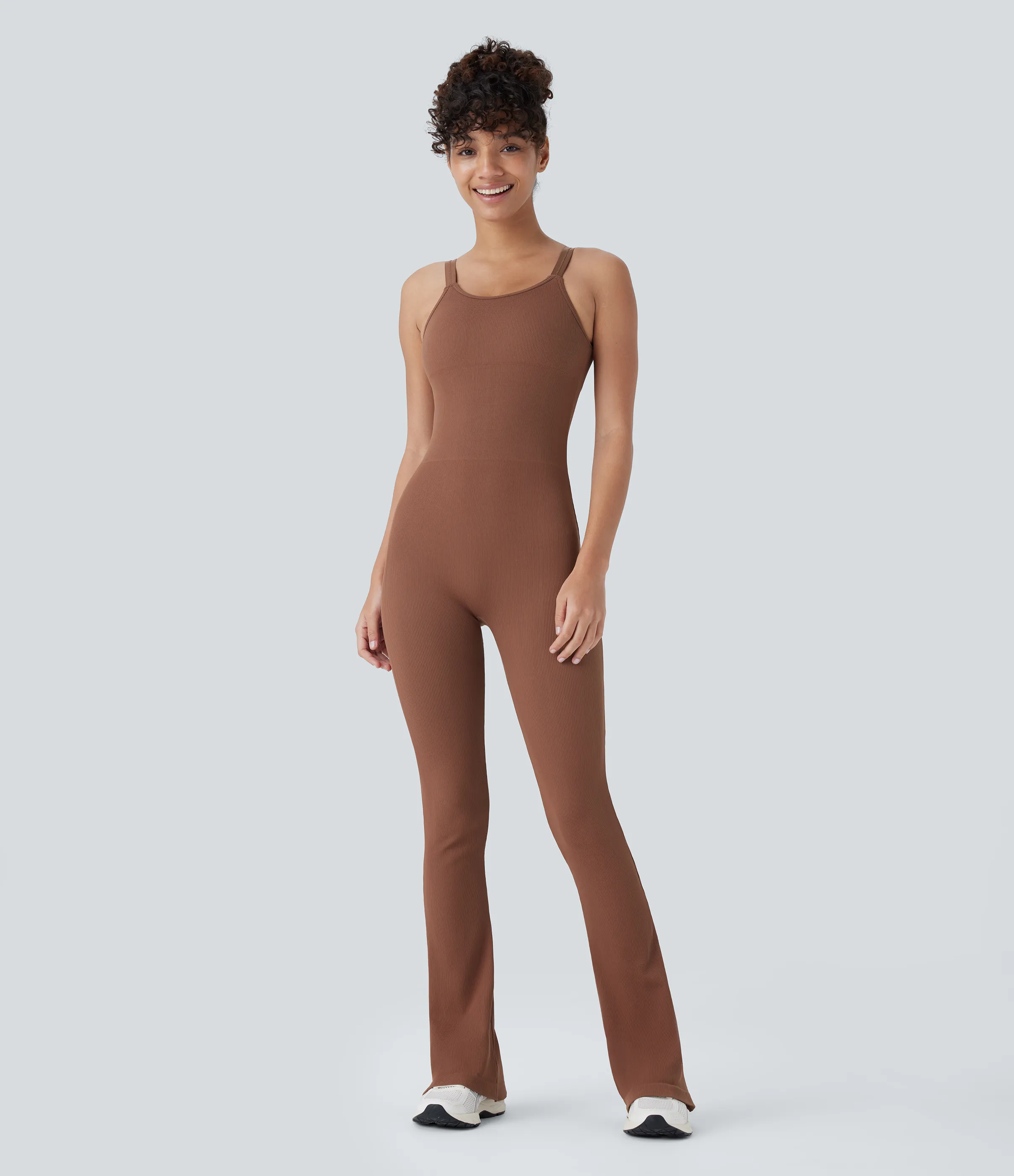 Halara Mono yoga acampanado sin espalda cuello U sin costura - Russet - L(regular) sold by Halara product image thumbnail 3