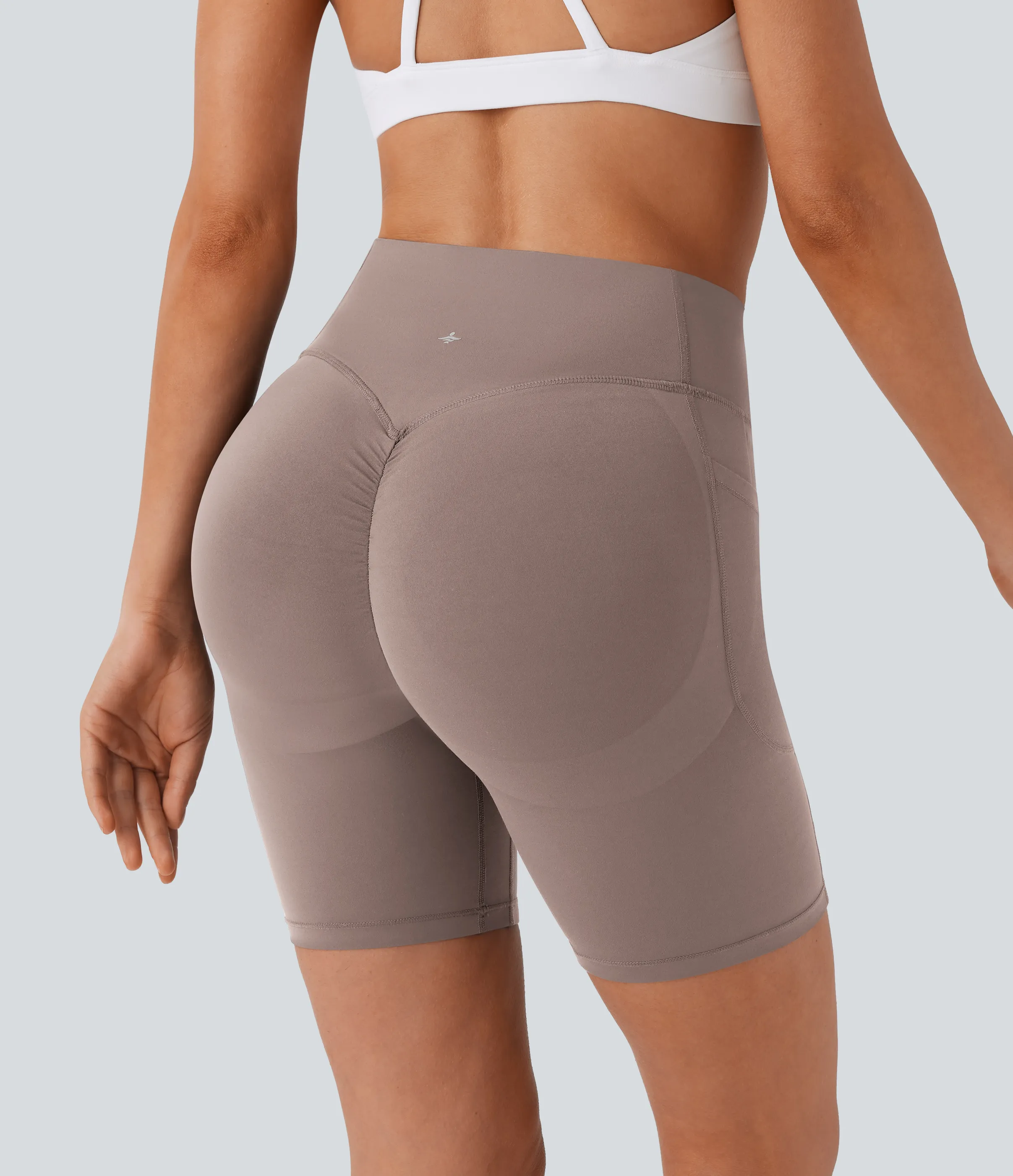 Halara Pantalón corto SoCinched UltraSculpt ciclista tiro alto realce glúteo bolsillo lateral entrenamiento 17.5cm - Dawn Brown - M sold by Halara product image thumbnail 3