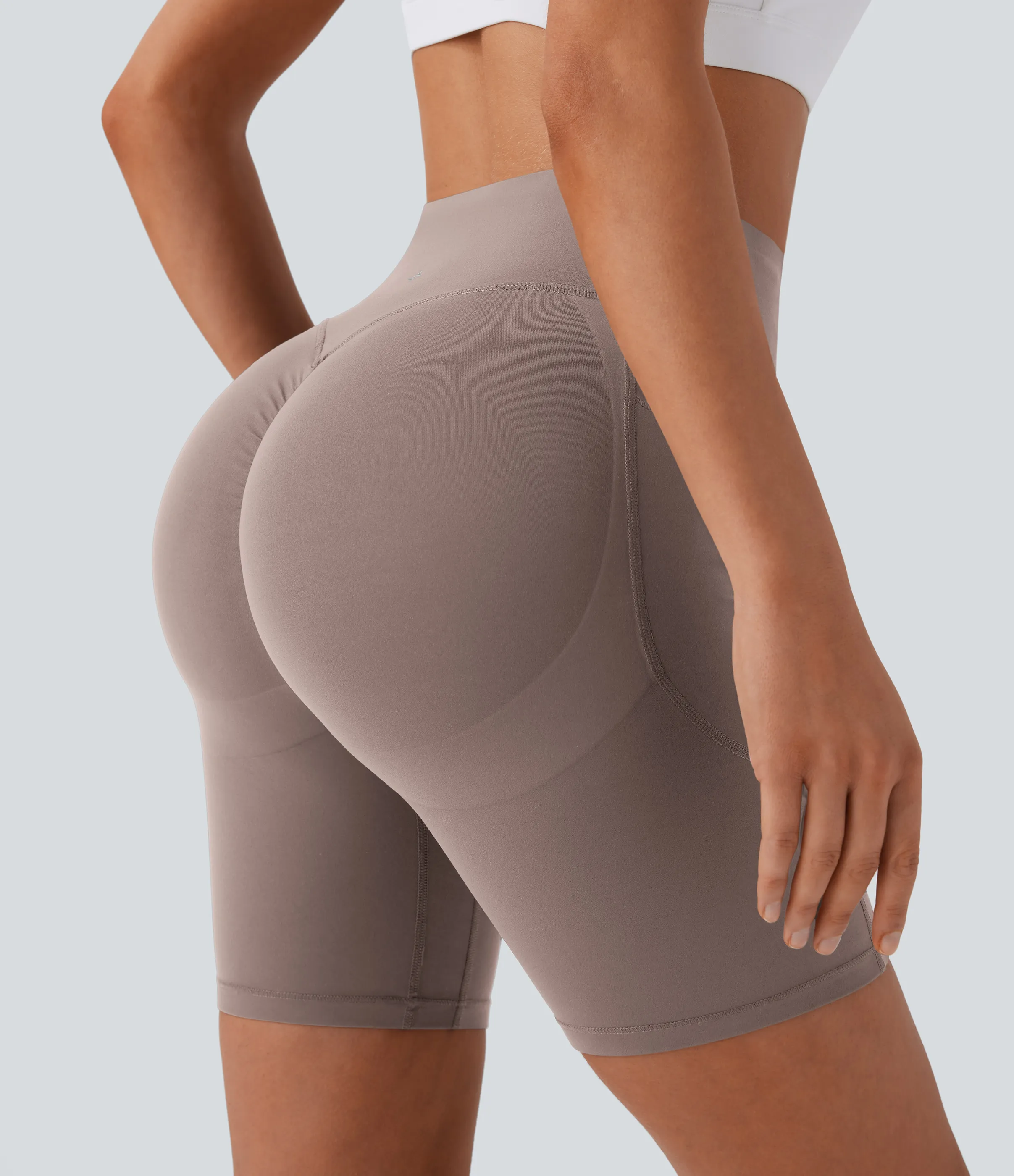 Halara Pantalón corto SoCinched UltraSculpt ciclista tiro alto realce glúteo bolsillo lateral entrenamiento 17.5cm - Dawn Brown - M sold by Halara product image thumbnail 5