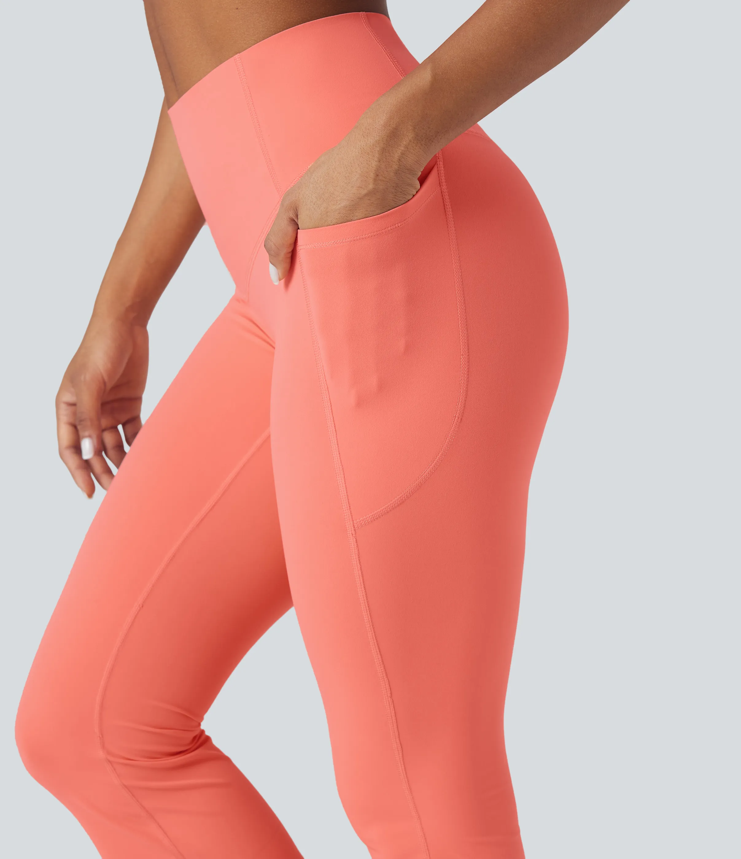 Halara Leggings SoCinched UltraSculpt yoga Bootcut tiro alto control abdomen bolsillo lateral moldeador - Fusion Coral - L(regular) sold by Halara product image thumbnail 5