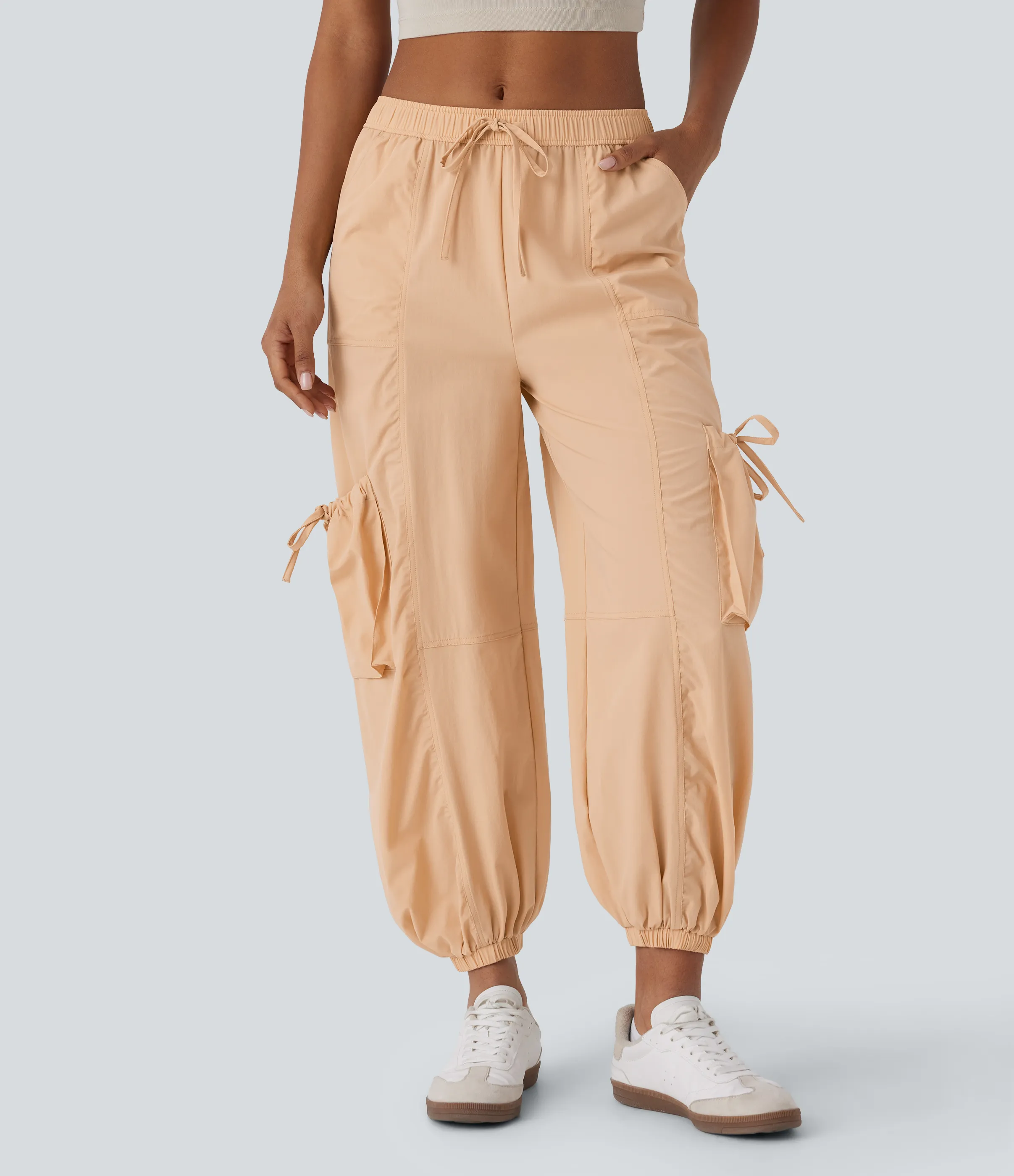 Halara Joggers cargo múltiple bolsillo cordón tiro medio bajo - Khaki - XS(regular) sold by Halara product image thumbnail 4