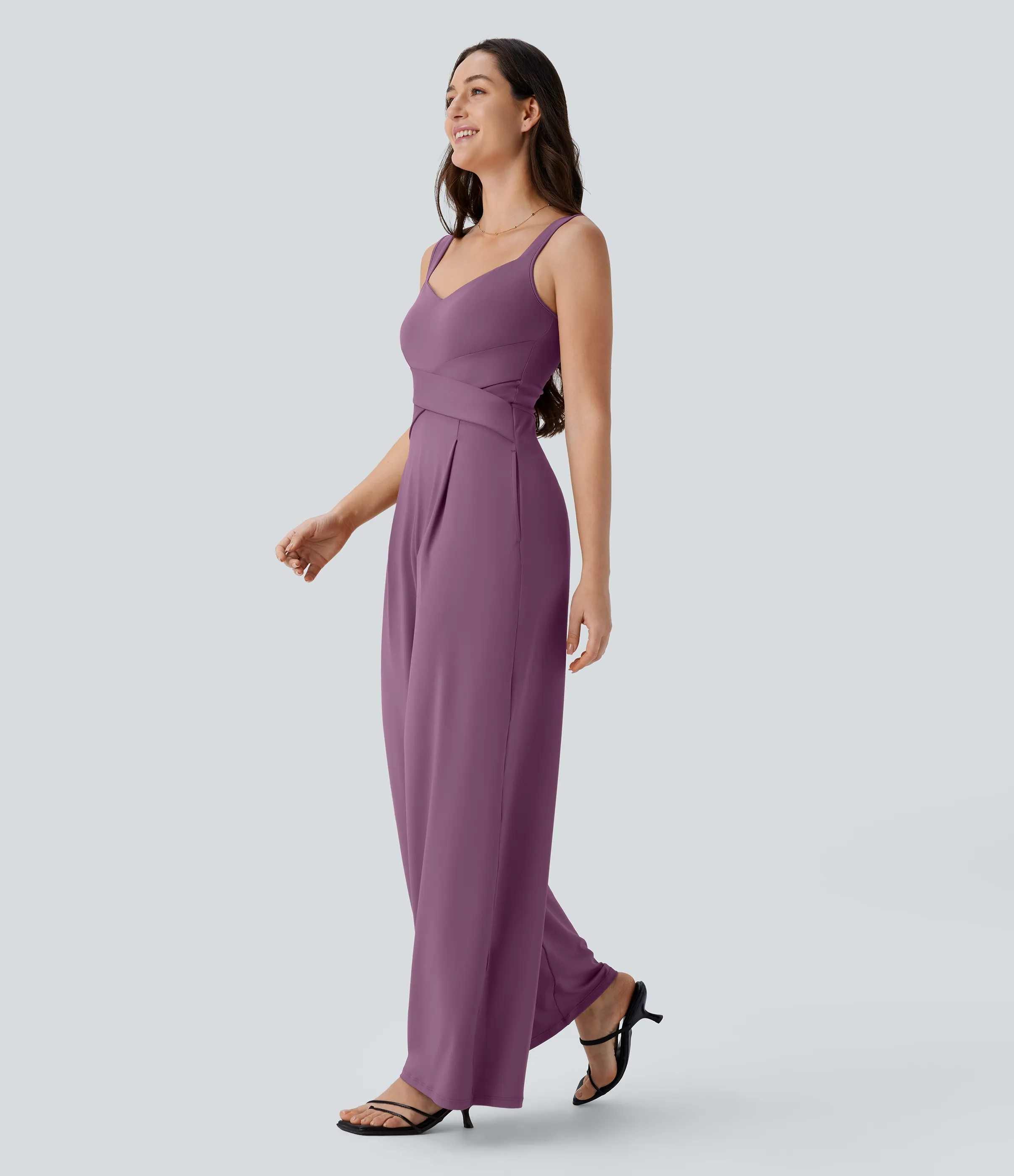 Halara Jumpsuit casual sin mangas con espalda en U y bolsillos - Argyle Purple - XL(regular) sold by Halara product image thumbnail 4