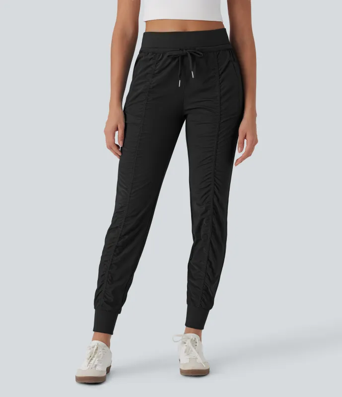 Halara Joggers de viaje de tiro alto ajustados con cordón y bolsillos laterales con cremallera - Black - XL(regular) sold by Halara