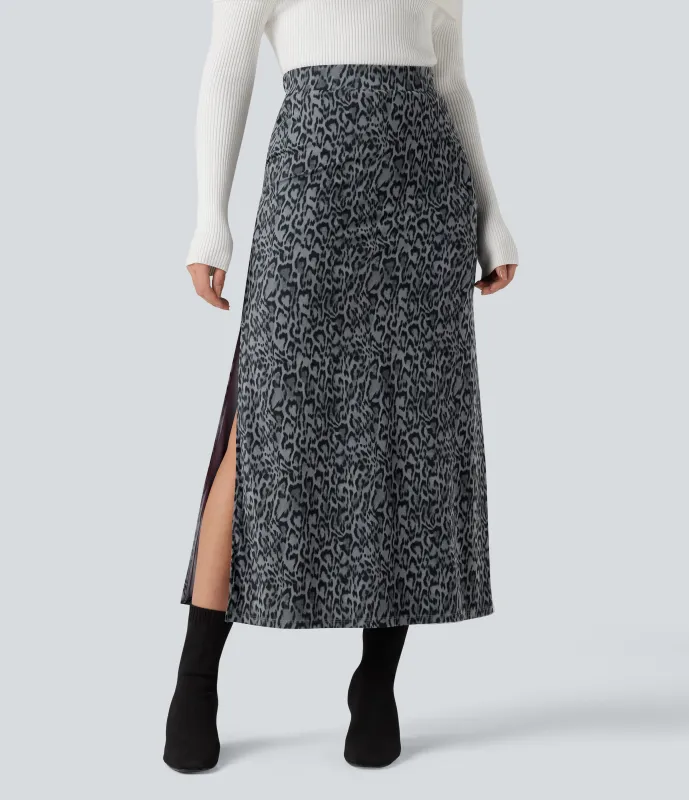 Halara Falda larga maxi UltraSculpt™ casual con abertura y tiro alto con estampado de leopardo - Shadow Leopard - XL(regular) sold by Halara