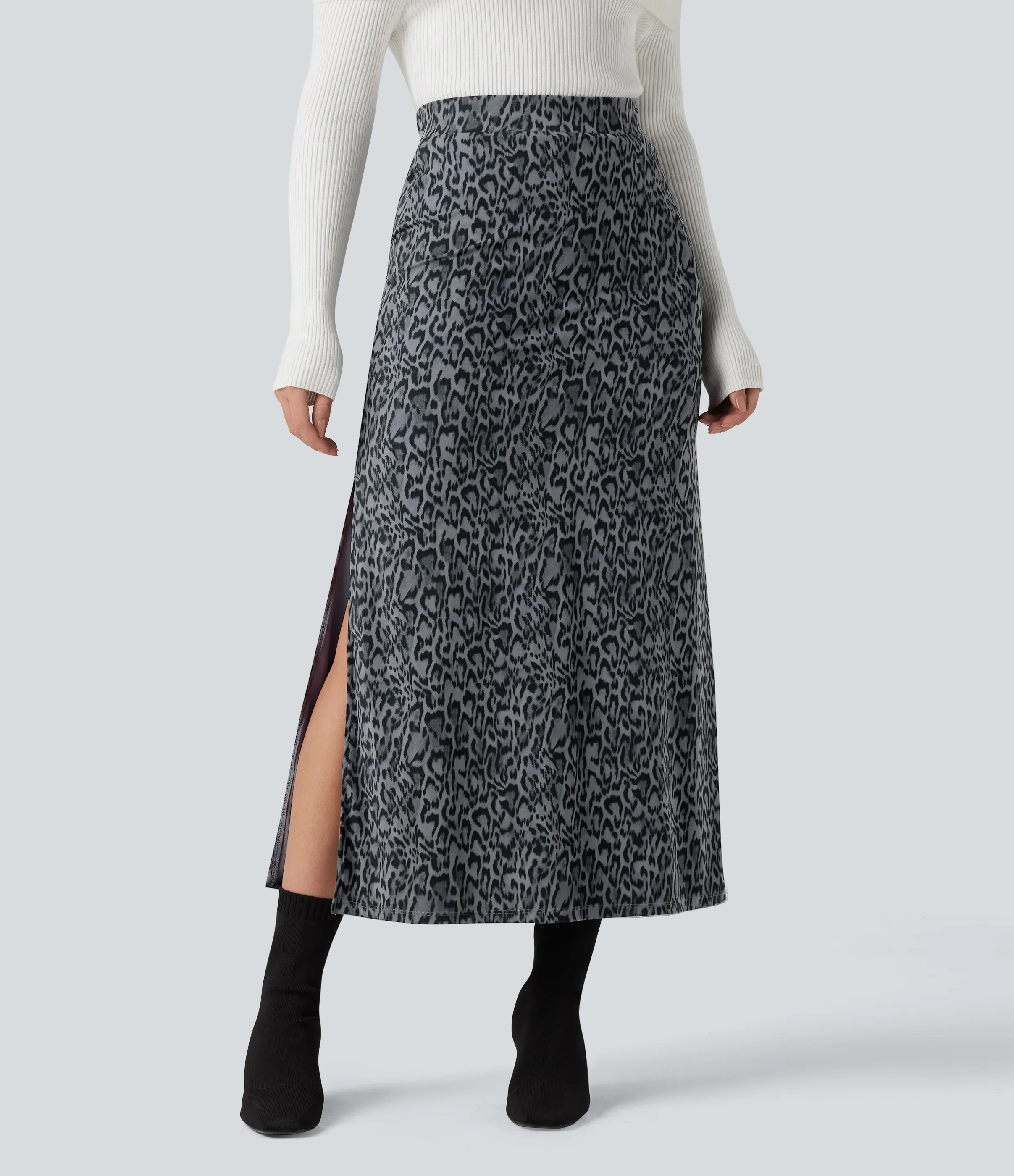 Halara Falda larga maxi UltraSculpt™ casual con abertura y tiro alto con estampado de leopardo - Shadow Leopard - XL(regular) sold by Halara product image thumbnail 2