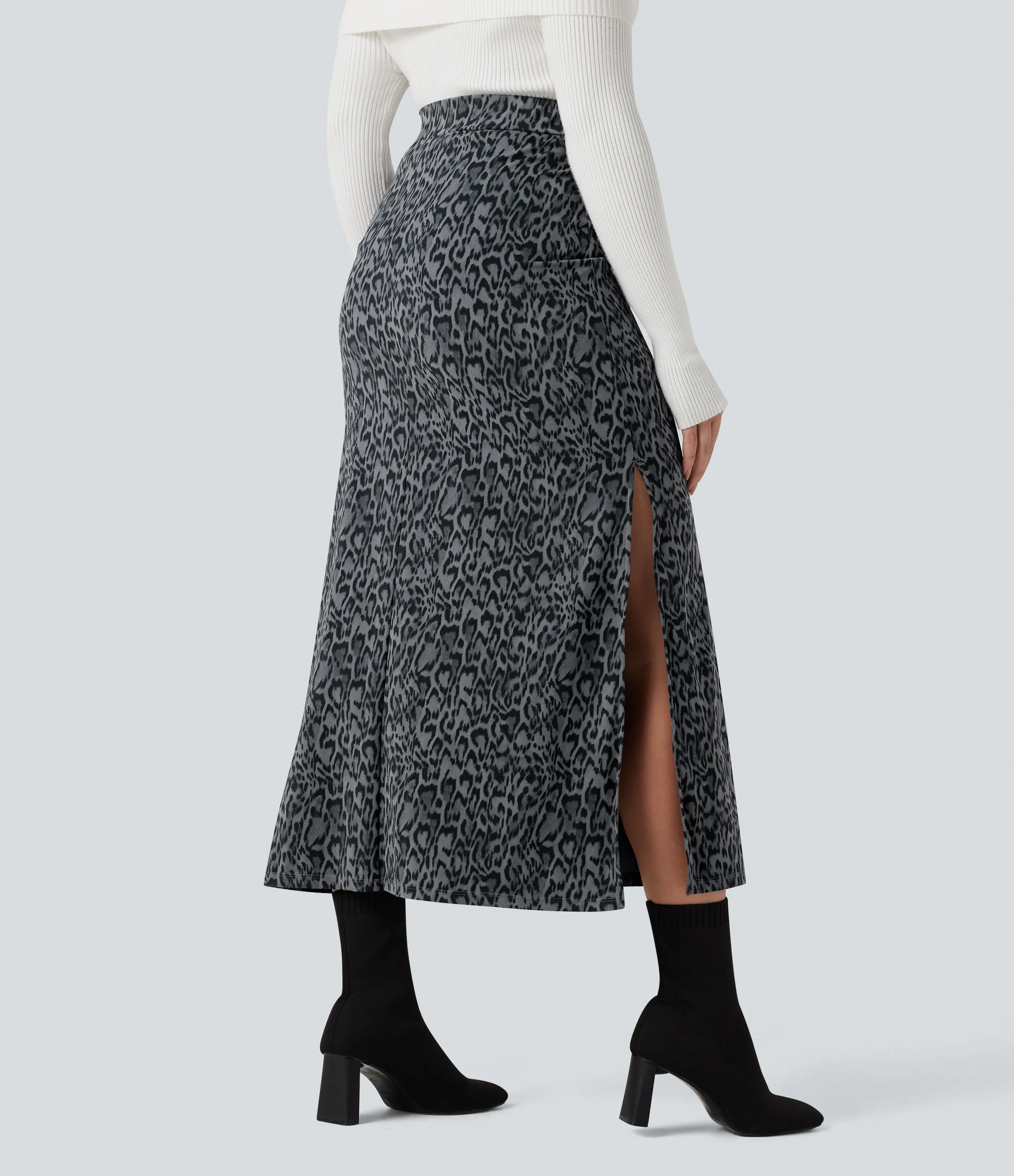 Halara Falda larga maxi UltraSculpt™ casual con abertura y tiro alto con estampado de leopardo - Shadow Leopard - XL(regular) sold by Halara product image thumbnail 3