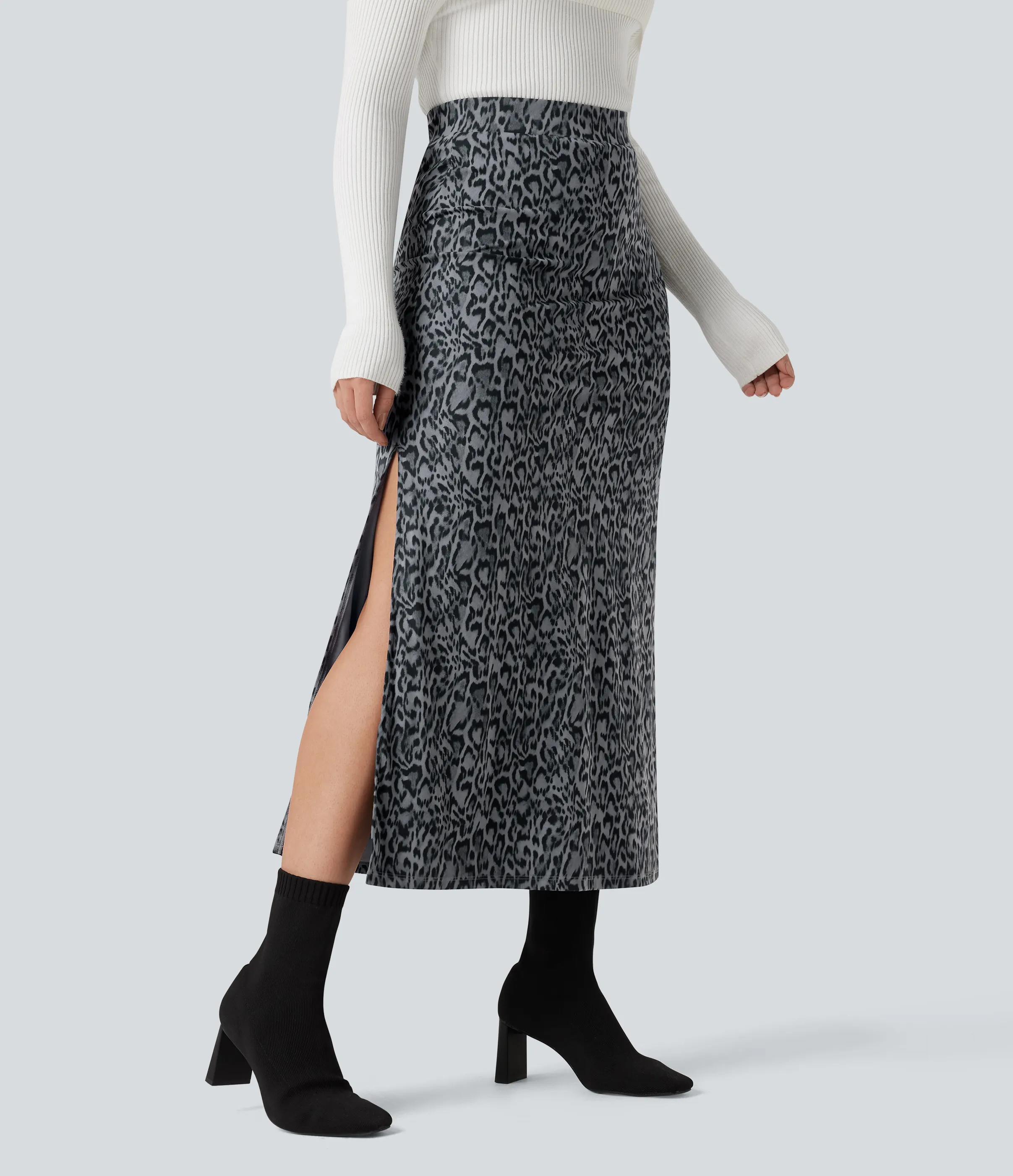 Halara Falda larga maxi UltraSculpt™ casual con abertura y tiro alto con estampado de leopardo - Shadow Leopard - XL(regular) sold by Halara product image thumbnail 4