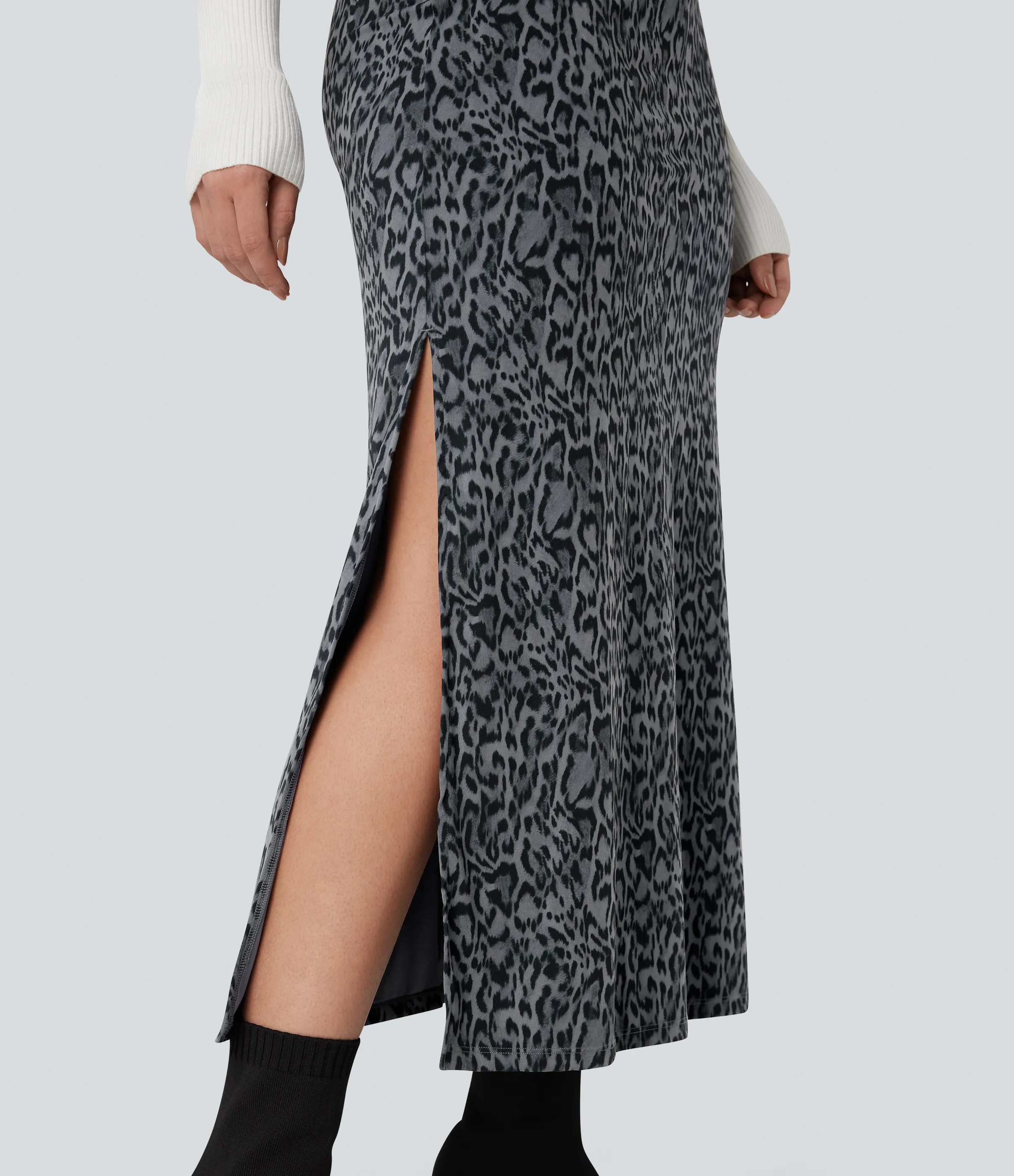 Halara Falda larga maxi UltraSculpt™ casual con abertura y tiro alto con estampado de leopardo - Shadow Leopard - XL(regular) sold by Halara product image thumbnail 5