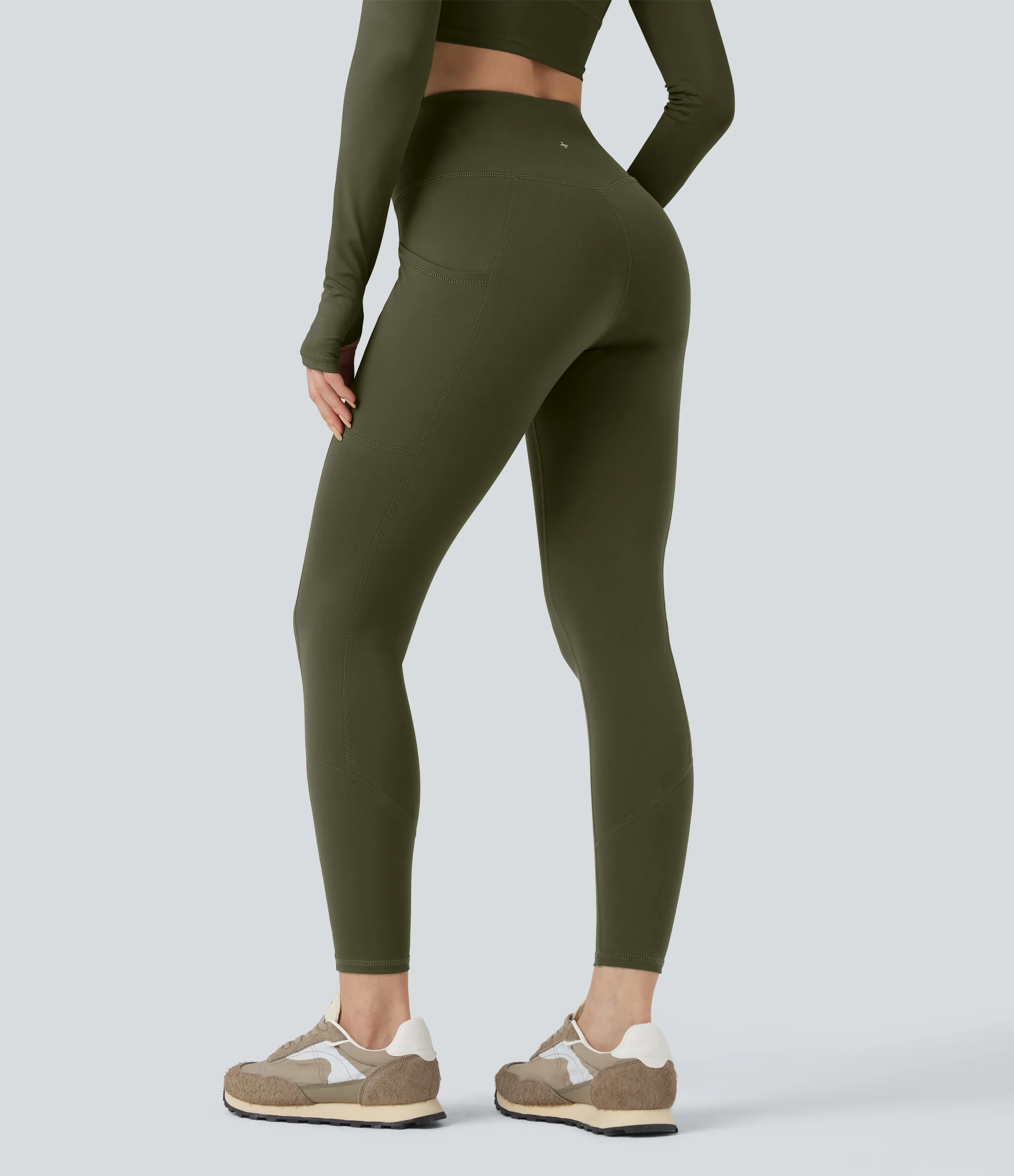 Halara Leggings de senderismo de tiro alto 7/8 resistentes al desgaste con bolsillos - Twilight Green - S(7/8) sold by Halara product image thumbnail 3