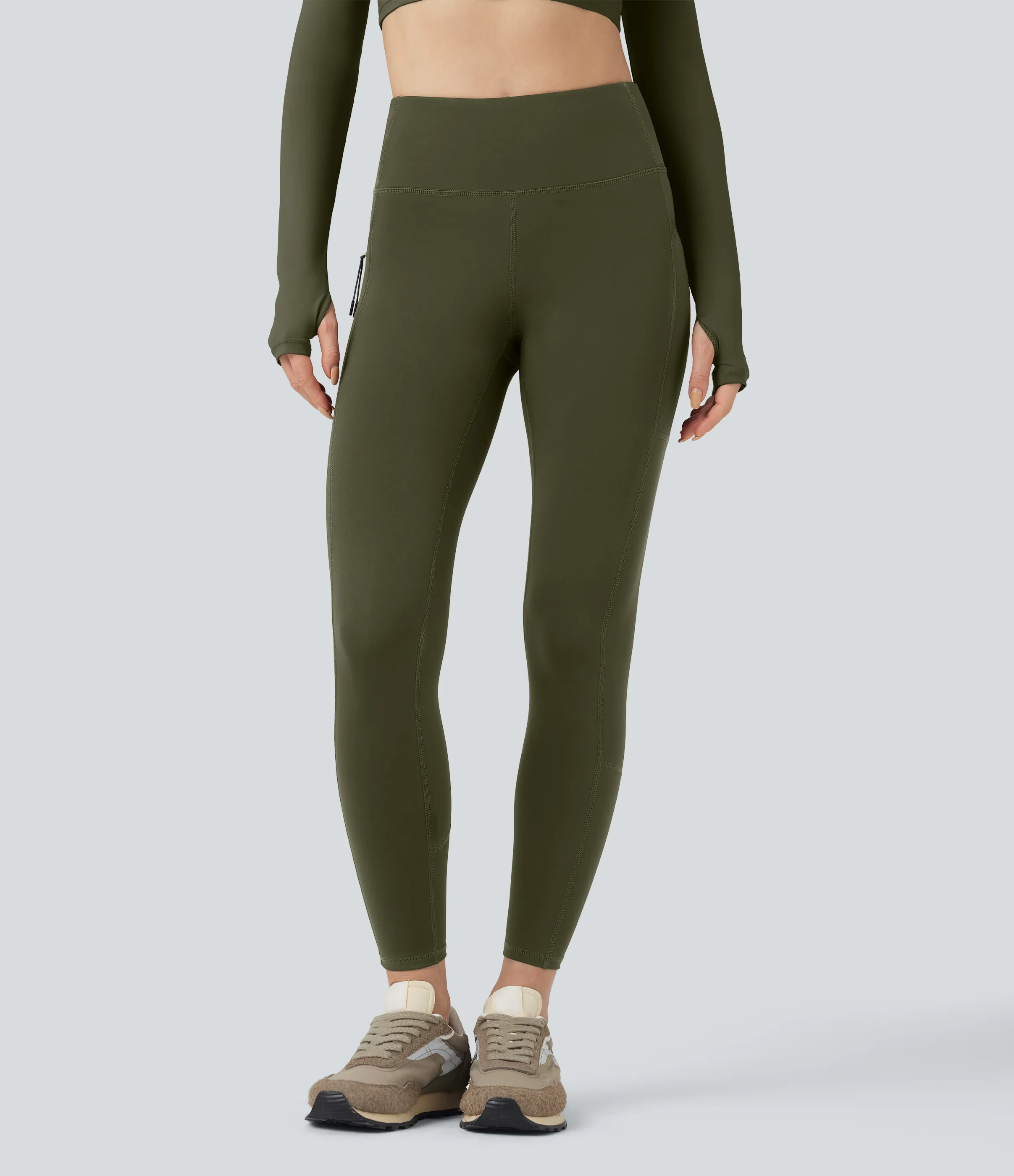 Halara Leggings de senderismo de tiro alto 7/8 resistentes al desgaste con bolsillos - Twilight Green - S(7/8) sold by Halara product image thumbnail 4