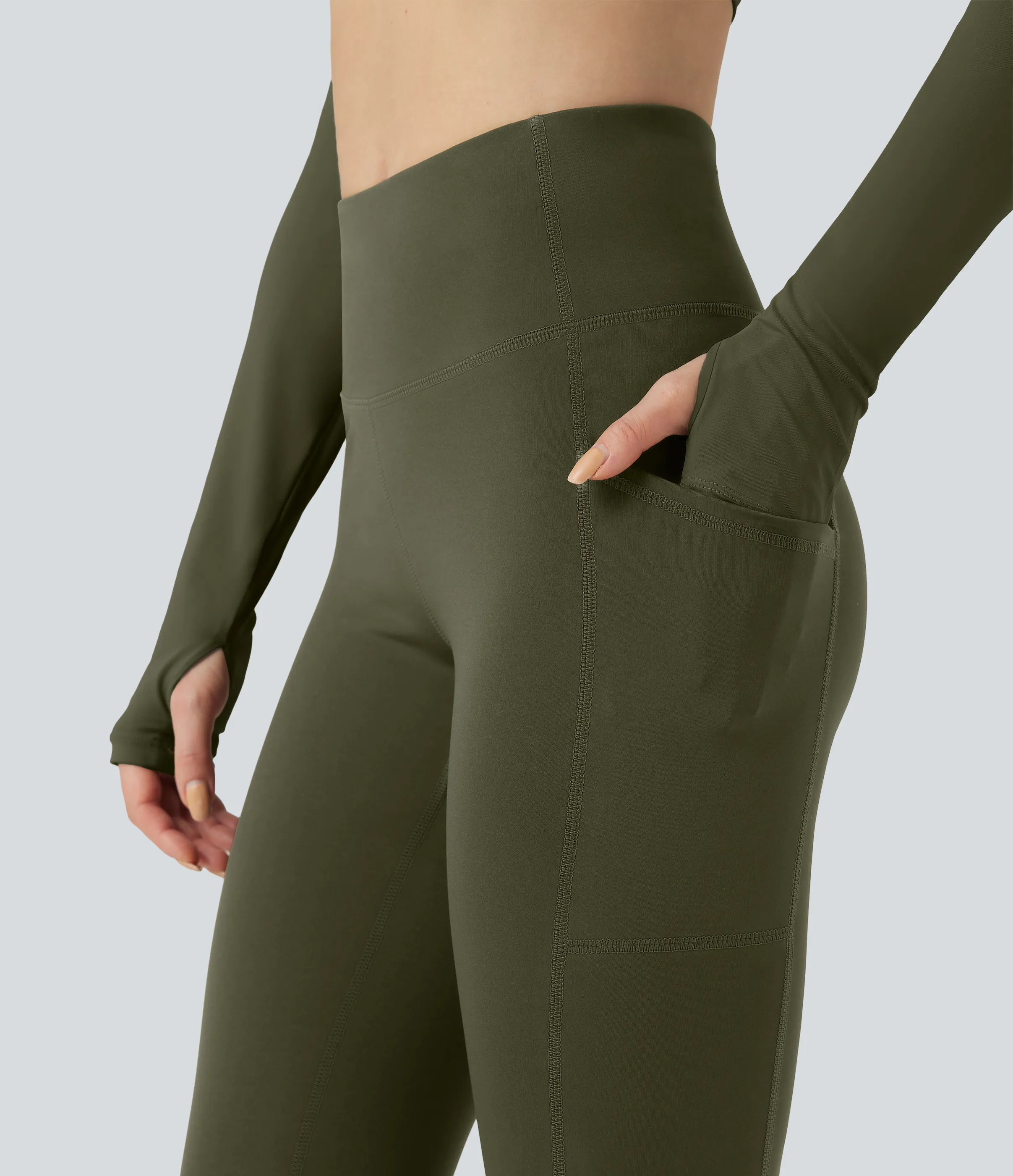 Halara Leggings de senderismo de tiro alto 7/8 resistentes al desgaste con bolsillos - Twilight Green - S(7/8) sold by Halara product image thumbnail 5