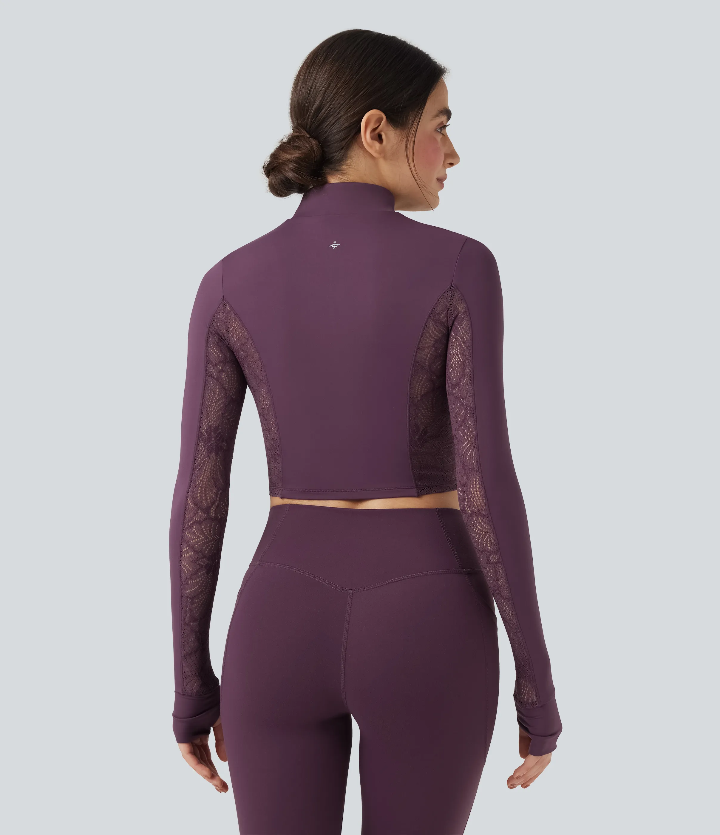 Halara Chamarra de yoga SoftlyZero™ con doble cremallera y encaje en contraste con aberturas para los pulgares - UPF50+ - Dusky Evening purple - XS sold by Halara product image thumbnail 3