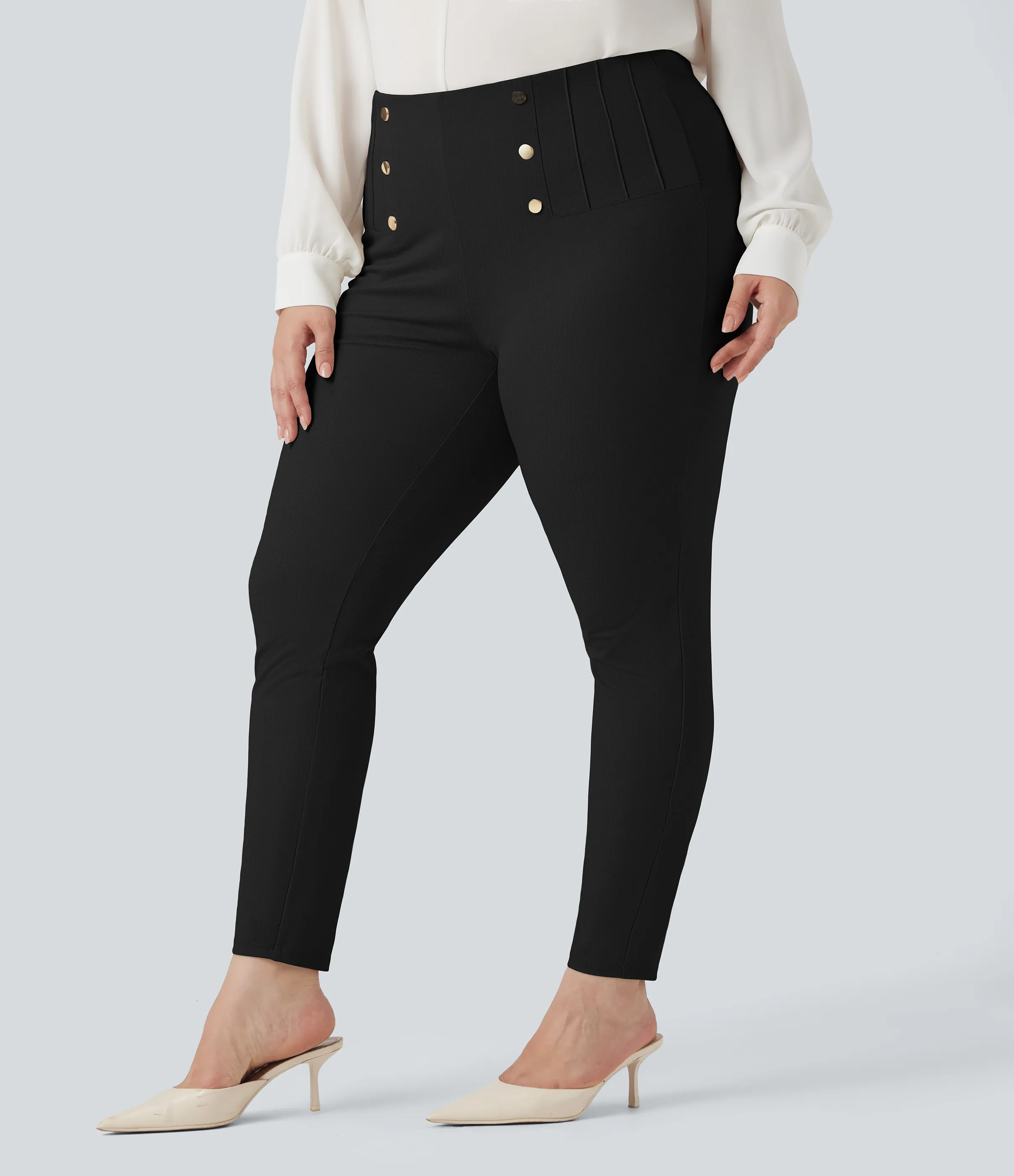 Halara Leggings de oficina con diseño de espiga y tiro alto con control de abdomen y bolsillosen talla grande - Black - 2X(7/8) sold by Halara product image thumbnail 2