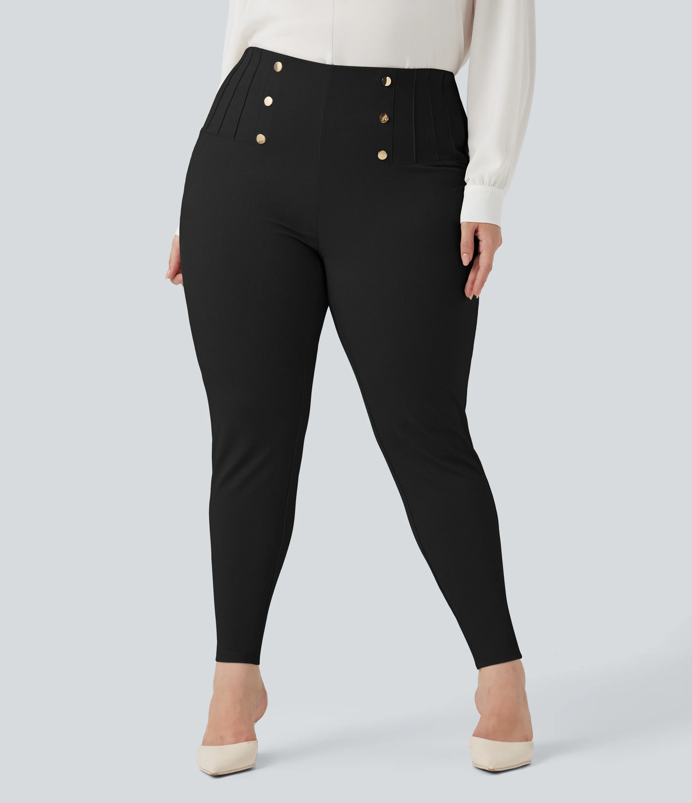 Halara Leggings de oficina con diseño de espiga y tiro alto con control de abdomen y bolsillosen talla grande - Black - 2X(7/8) sold by Halara product image thumbnail 4