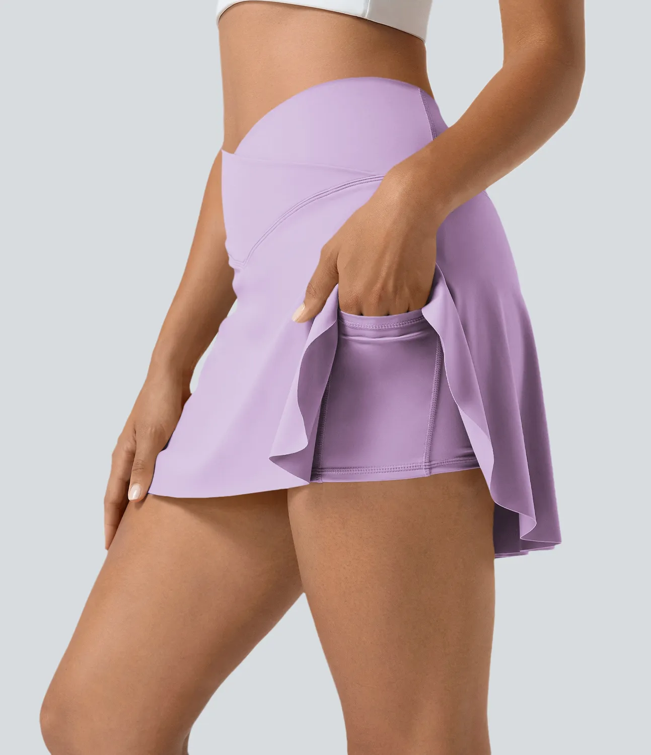 Halara Minifalda tenis Softlyzero™ Airy Crossover 2 en 1 bolsillo lateral tacto fresco tacto suave diario Lucid-UPF 50+ - Pink Orchid - L sold by Halara product image thumbnail 2