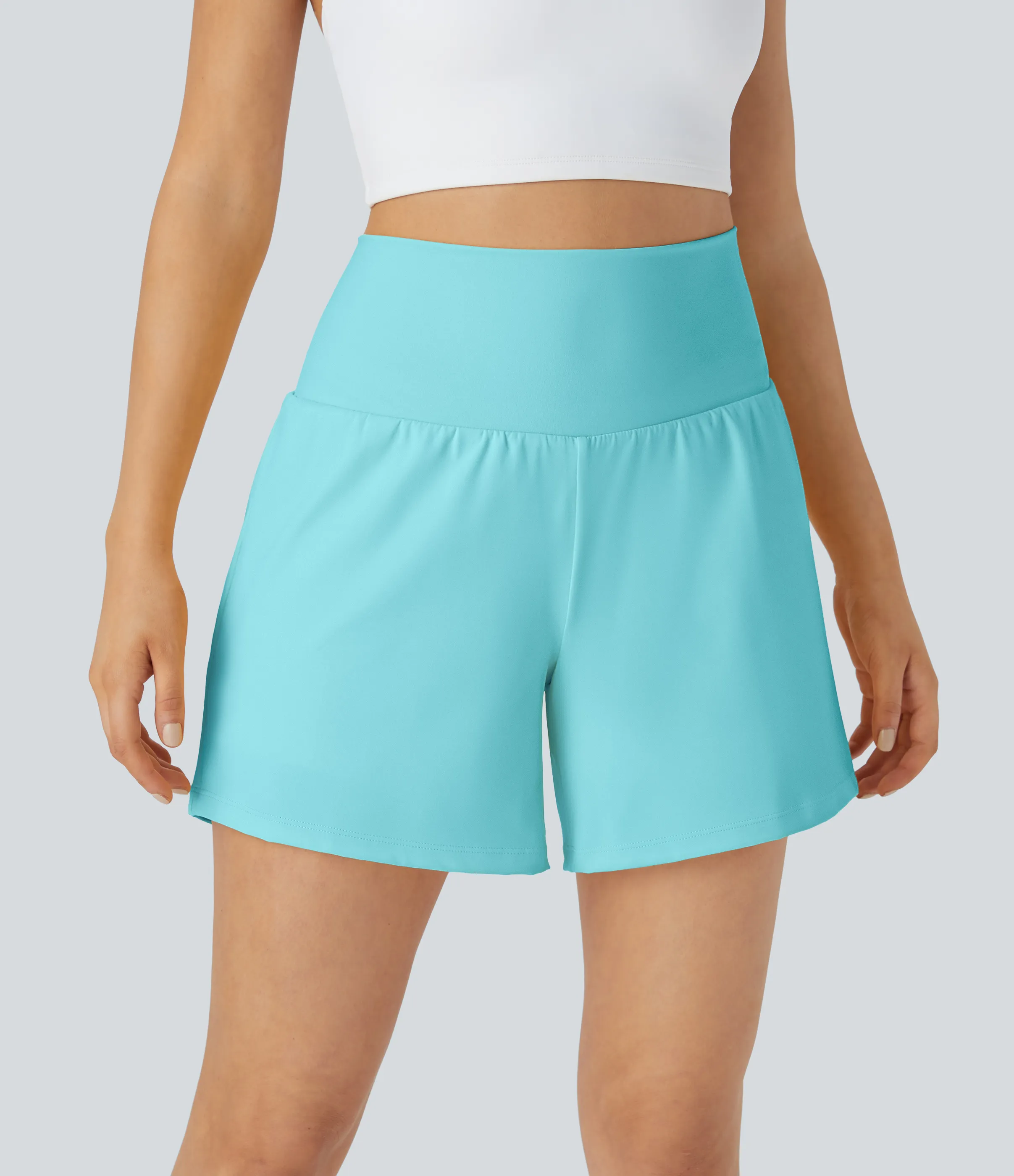 Halara Pantalón corto yoga 2 en 1 bolsillo trasero oculto tiro súper alto bolsillo lateral oculto 12.5cm-más largo - Loka Blue - XS(Long) sold by Halara product image thumbnail 4