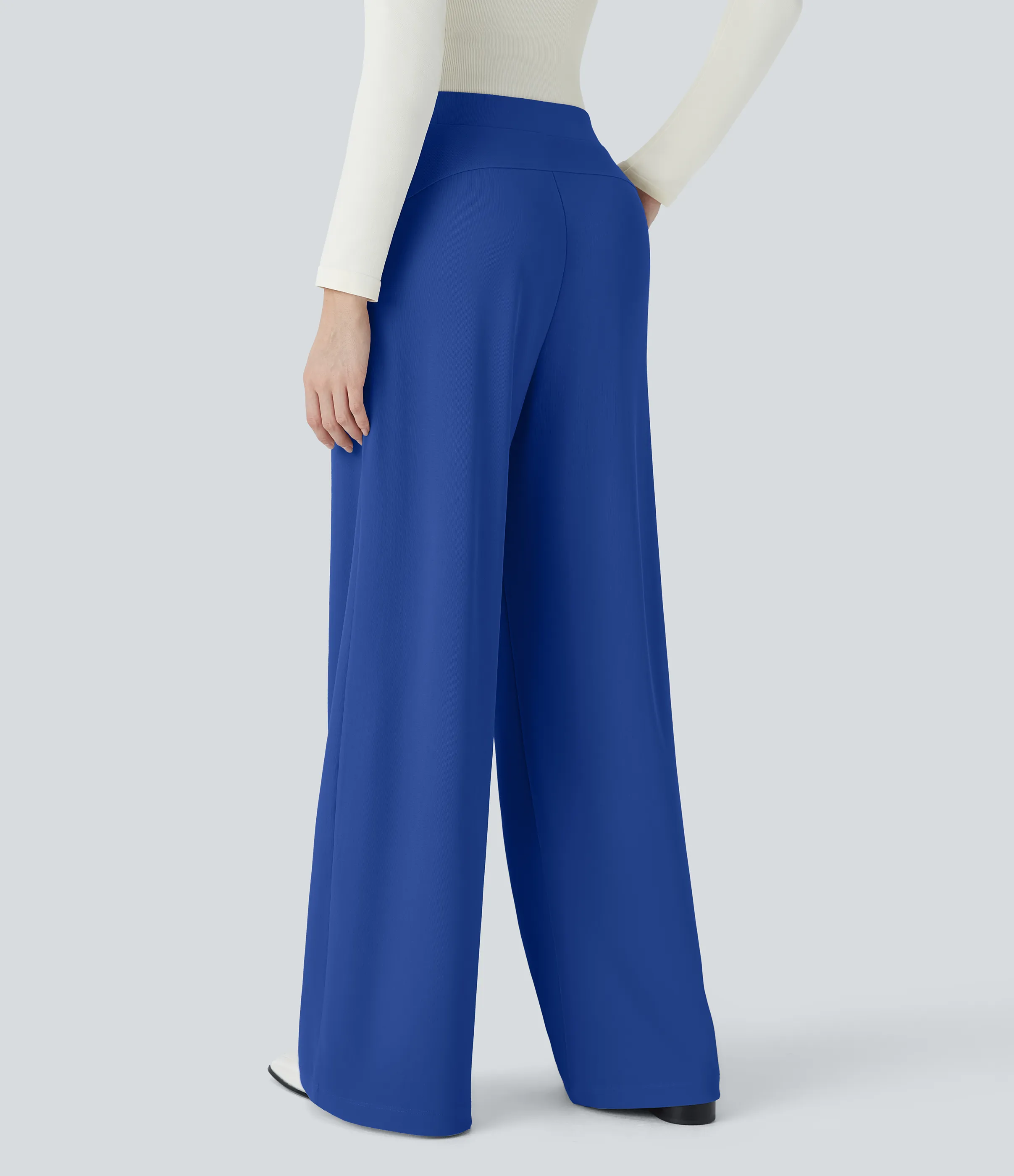 Halara Pantalón Halara Flex™ oficina tiro alto control abdomen adelgazan tiro bolsillo lateral pierna ancha micro gofre - Surf the Web - S(tall) sold by Halara product image thumbnail 3