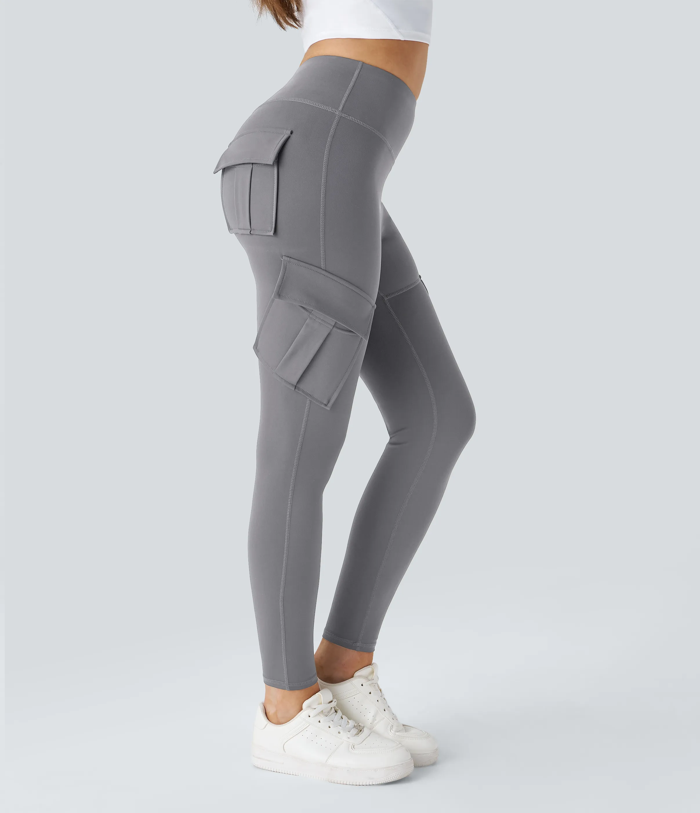 Halara Leggings yoga ajustado bolsillo cargo tiro alto - Silent Storm - L(7/8) sold by Halara product image thumbnail 4