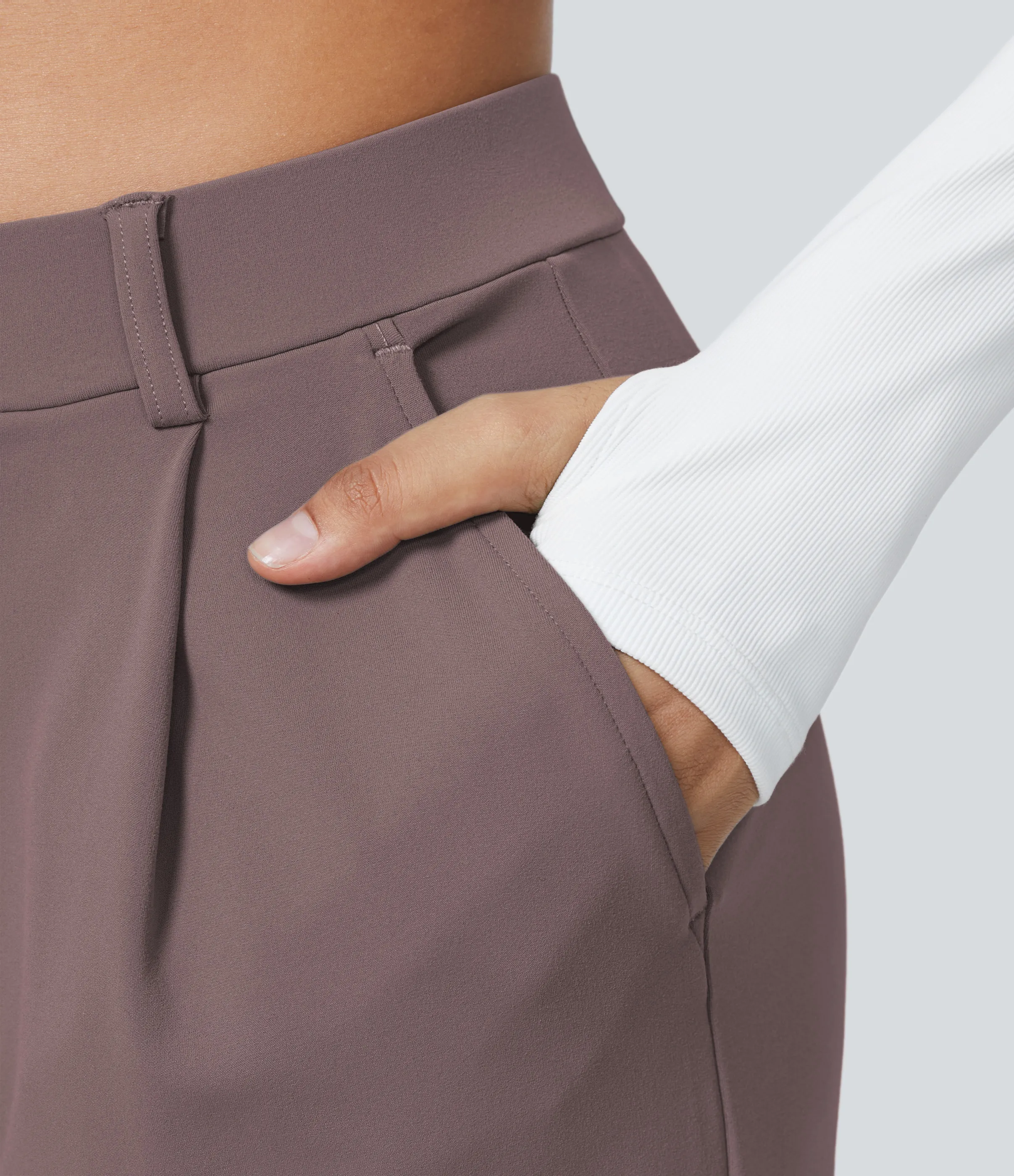 Halara Pantalón oficina pierna recta bolsillo lateral tiro alto pliegue - Purple Sandalwood - XS(regular) sold by Halara product image thumbnail 5