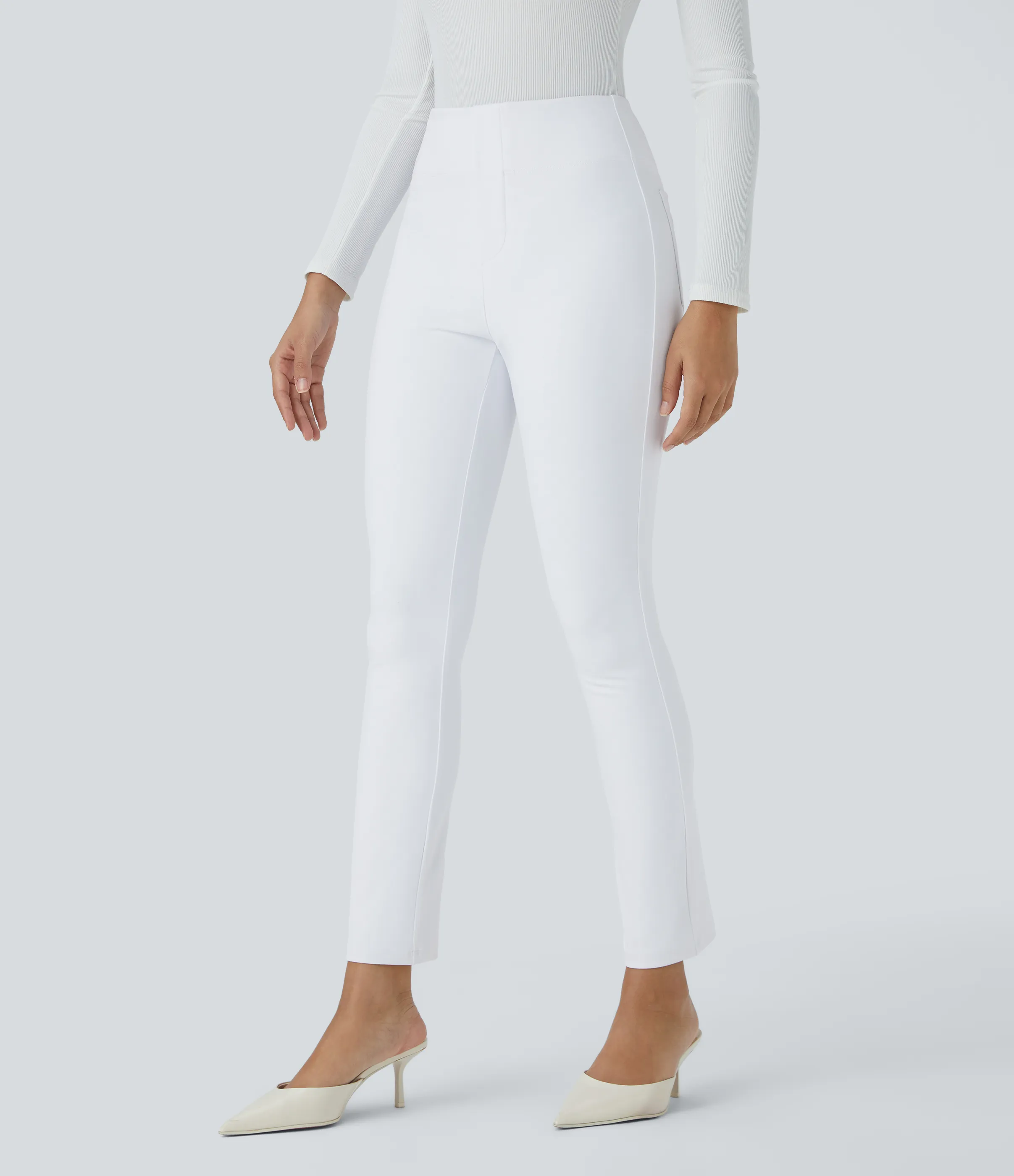 Halara Pantalón Halara Flex™ oficina ajustado tiro alto bolsillo lateral posterior - White - XL(7/8) sold by Halara product image thumbnail 4