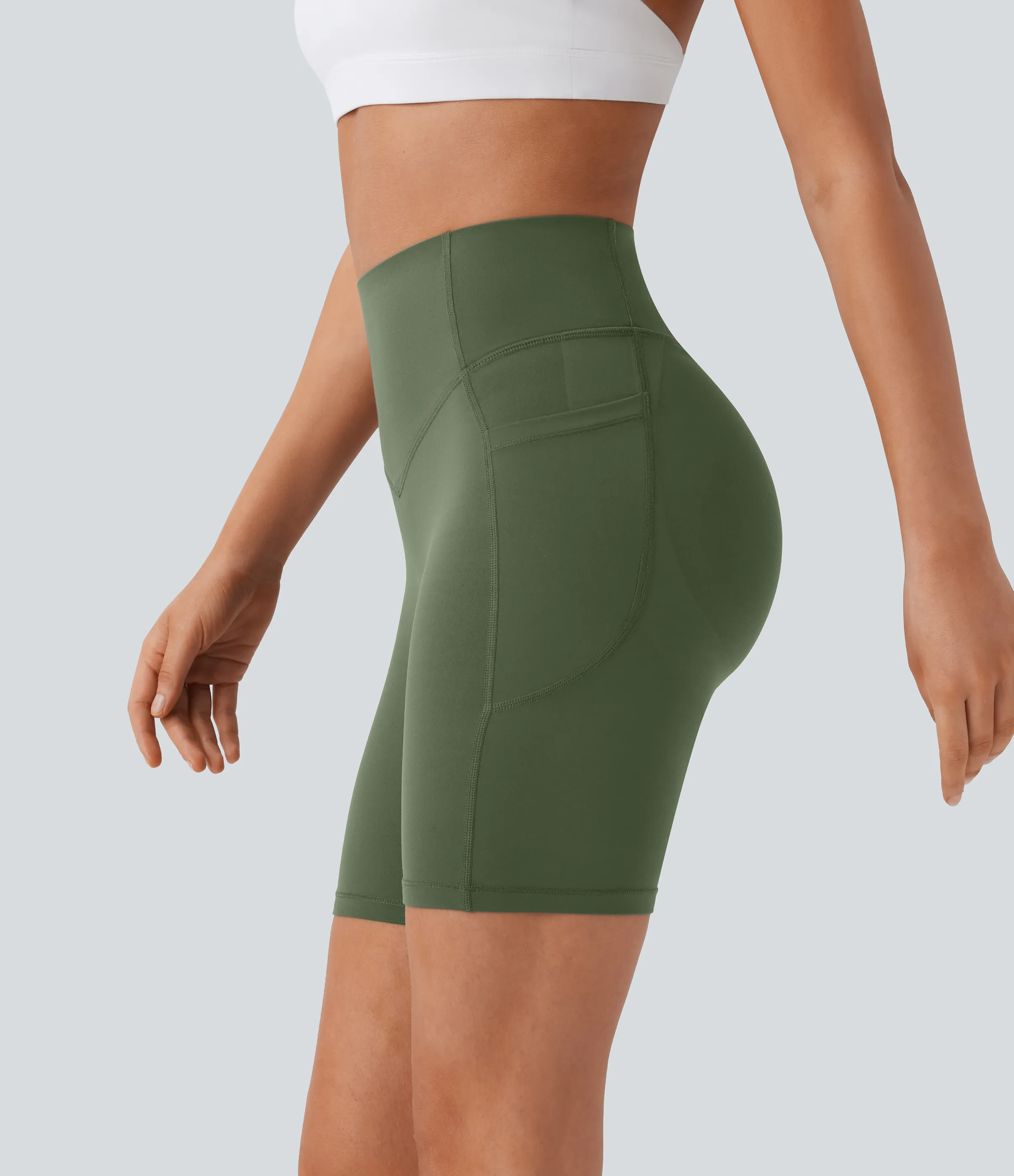 Halara Pantalón corto SoCinched UltraSculpt ciclista tiro alto realce glúteo bolsillo lateral entrenamiento 17.5cm - Deep Woodland Green - XL sold by Halara product image thumbnail 2