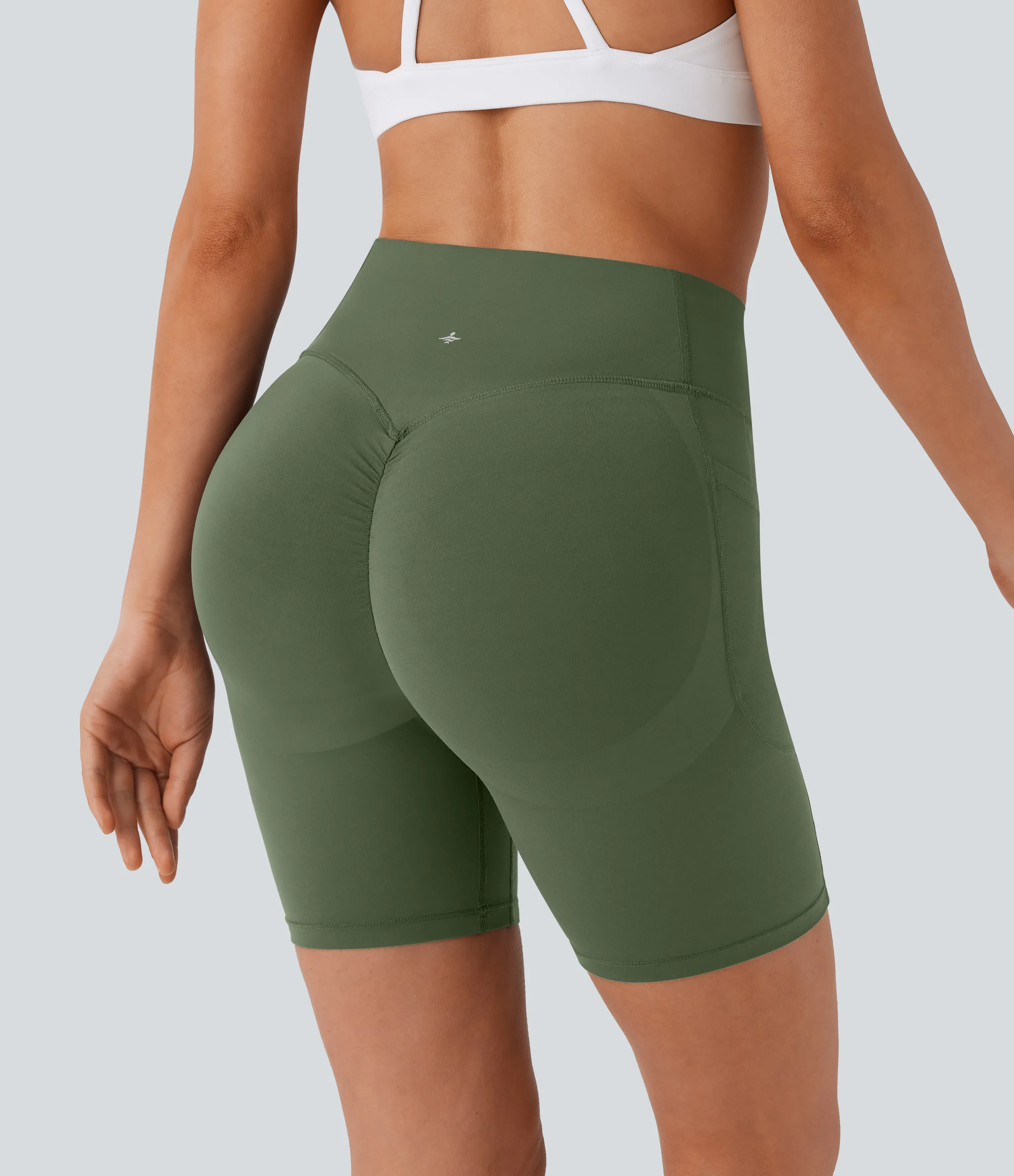 Halara Pantalón corto SoCinched UltraSculpt ciclista tiro alto realce glúteo bolsillo lateral entrenamiento 17.5cm - Deep Woodland Green - XL sold by Halara product image thumbnail 3