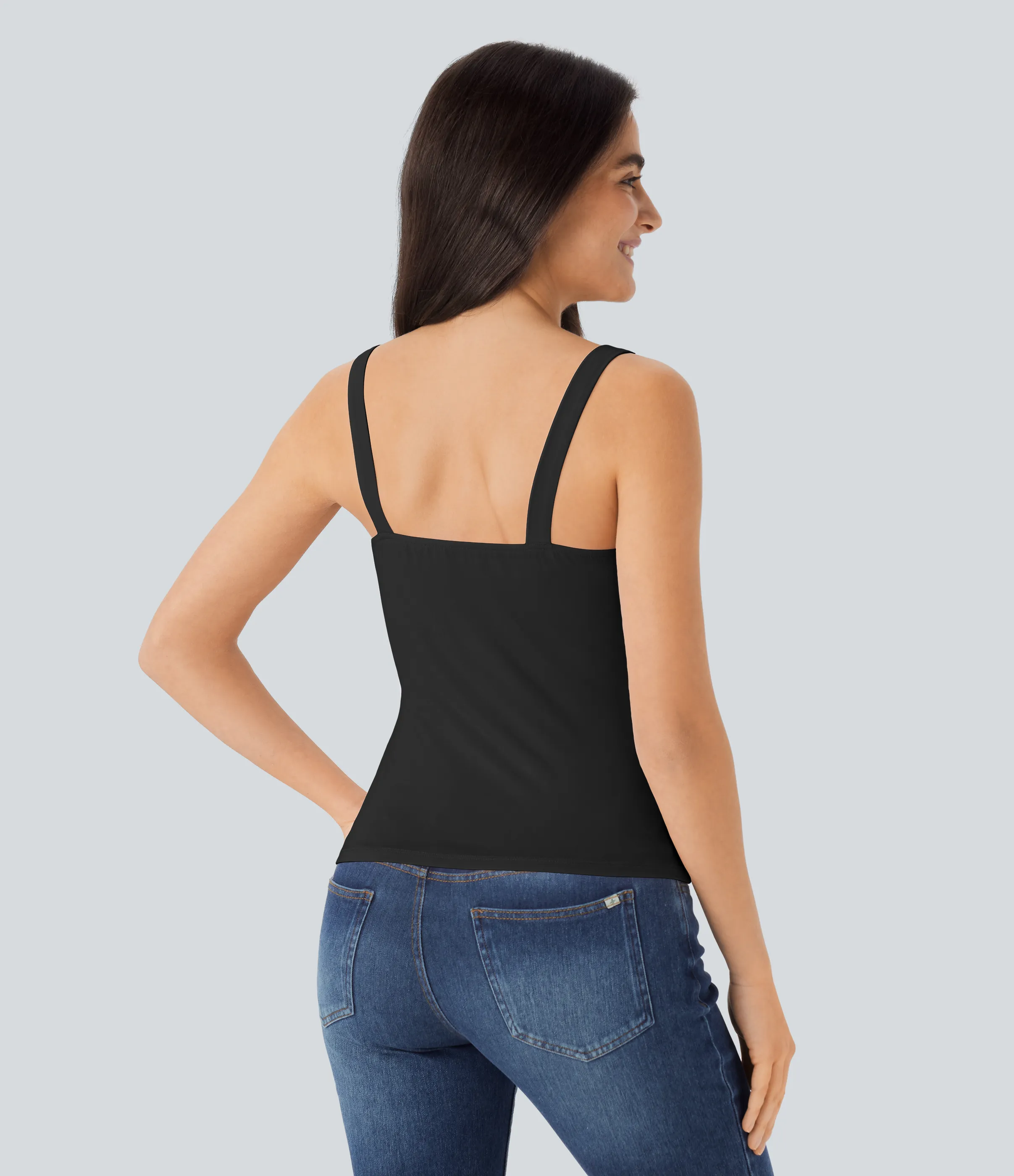 Halara Top sin mangas sin espalda fruncido - Black - L sold by Halara product image thumbnail 3