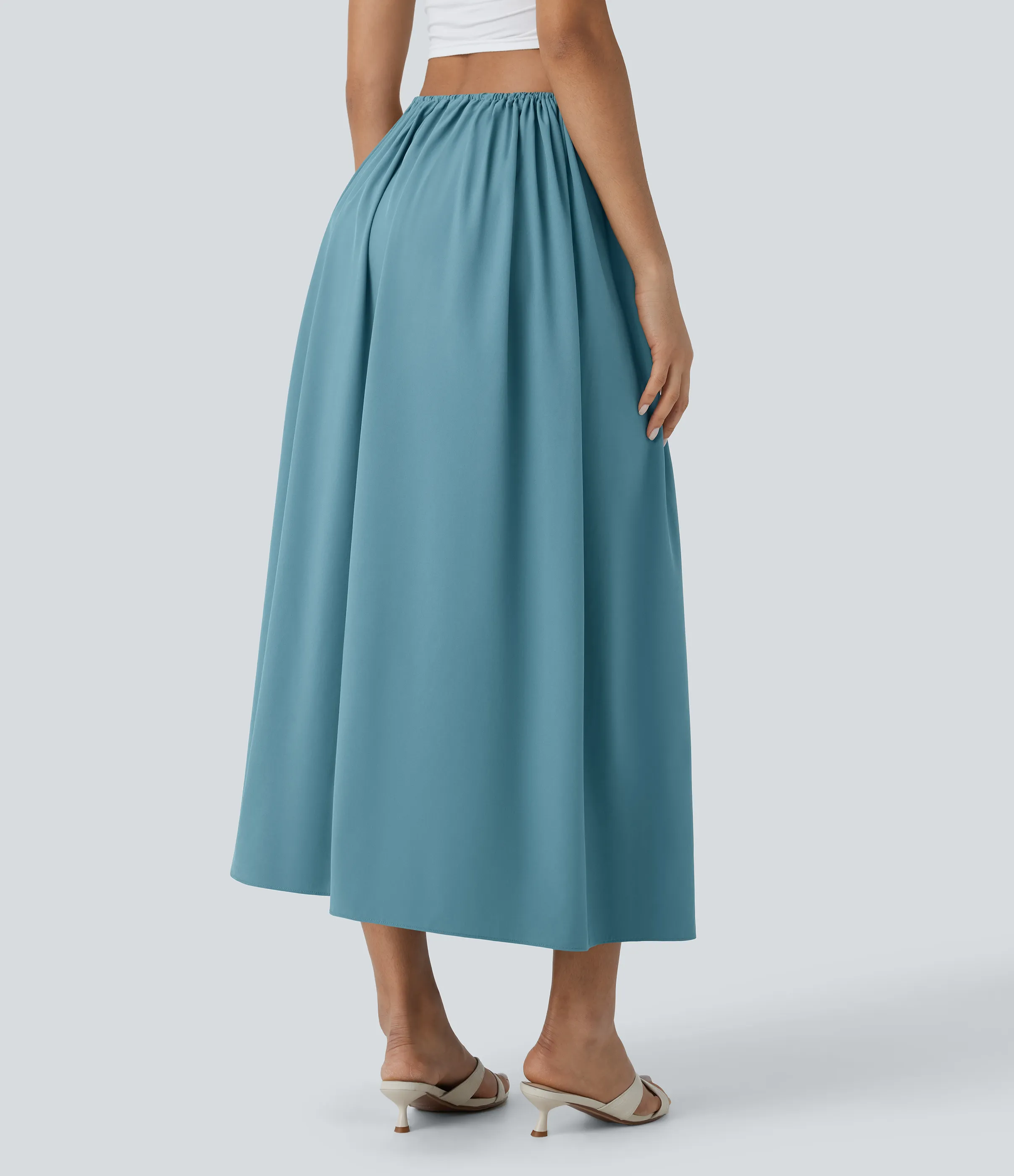 Halara Falda Breezeful™ midi 2 piezas tiro alto cordón ajustable fluida secado rápido resort - Stone Blue - XL(regular) sold by Halara product image thumbnail 3