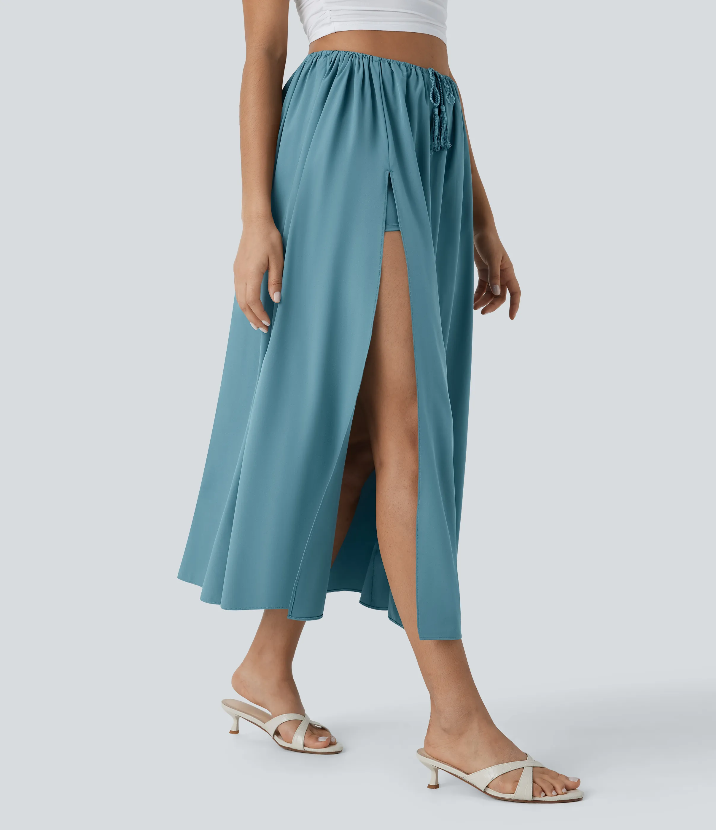 Halara Falda Breezeful™ midi 2 piezas tiro alto cordón ajustable fluida secado rápido resort - Stone Blue - XL(regular) sold by Halara product image thumbnail 4