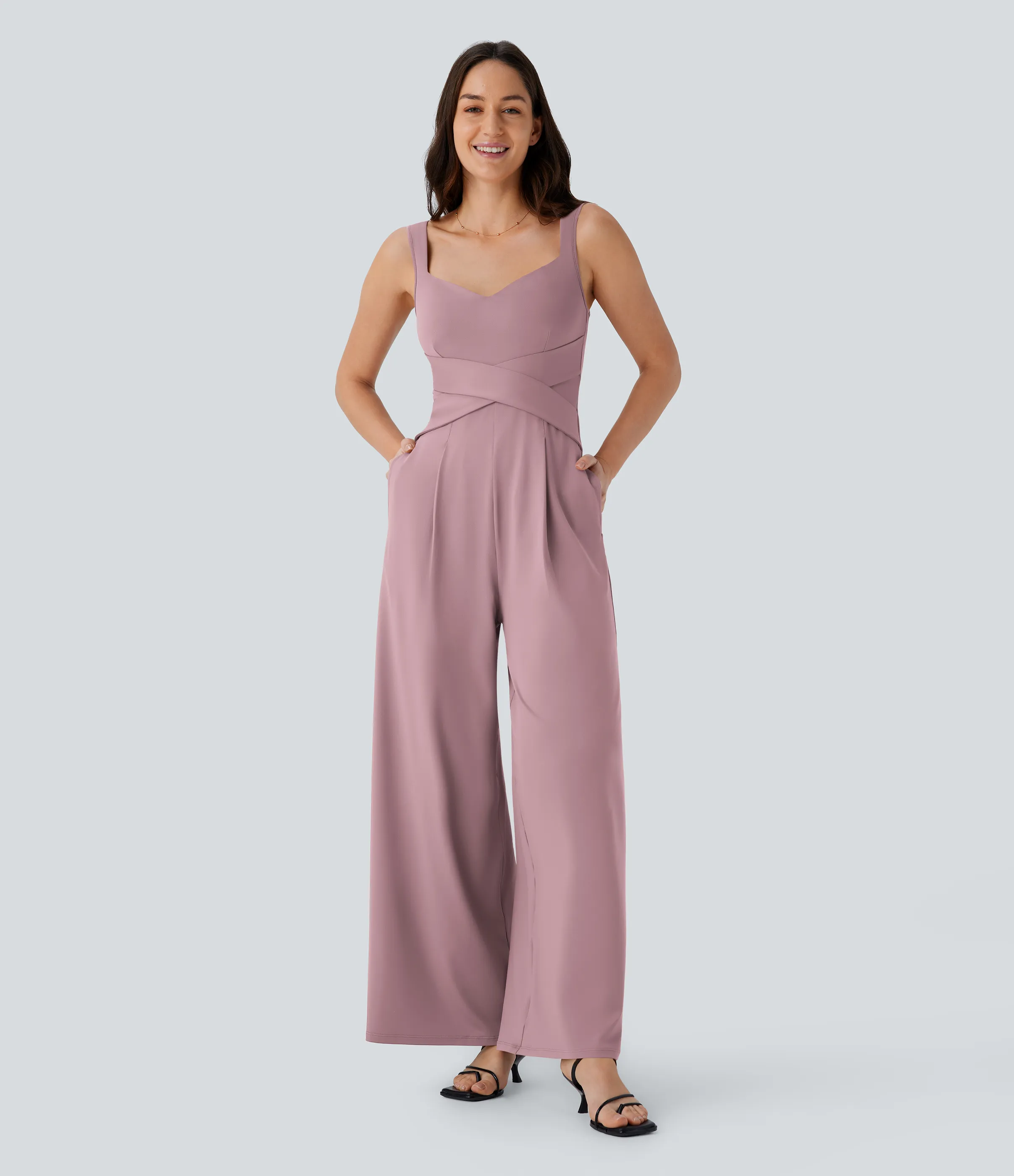 Halara Jumpsuit casual sin mangas con espalda en U y bolsillos - Deep Lotus Pink - XL(regular) sold by Halara product image thumbnail 2