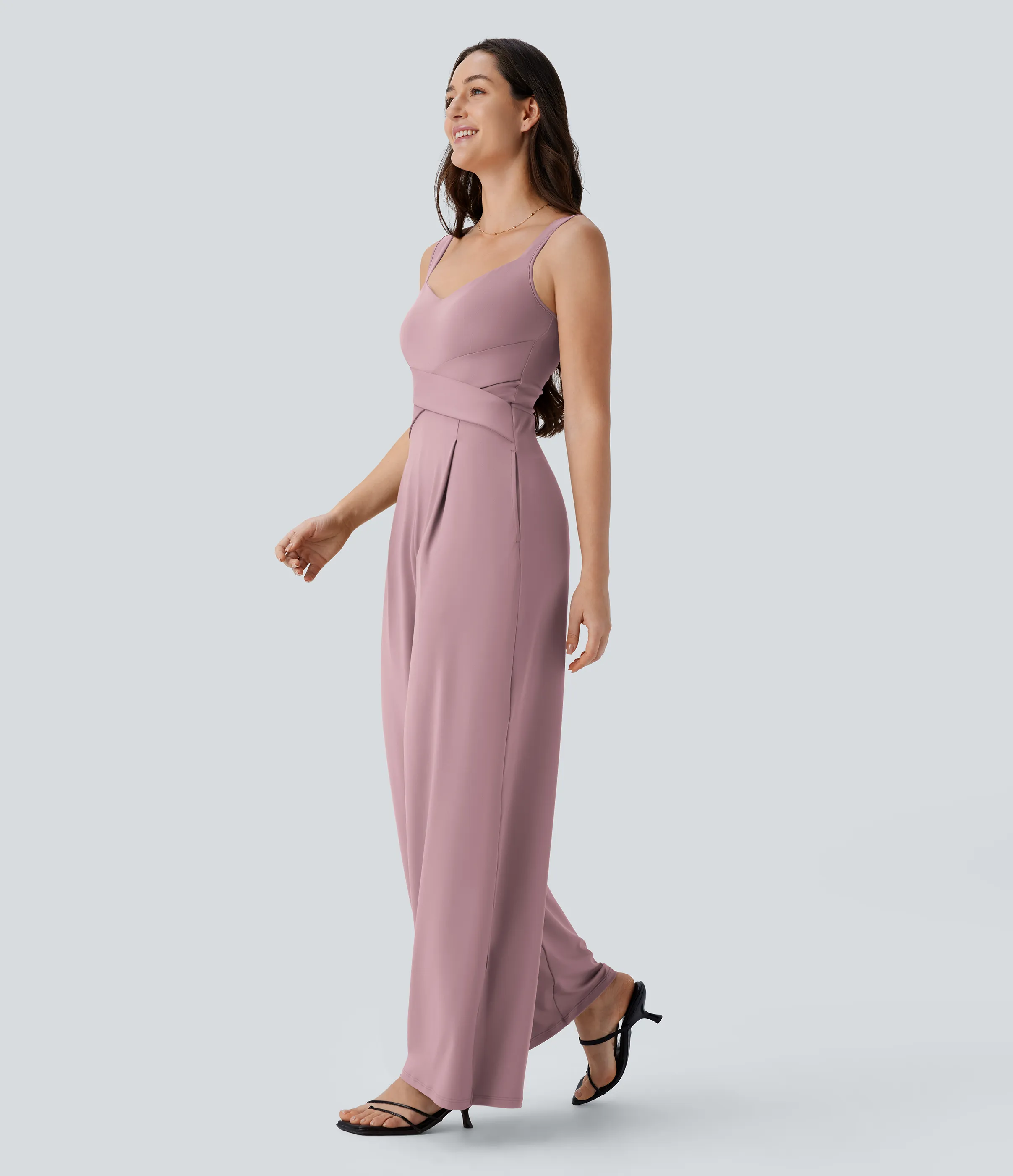 Halara Jumpsuit casual sin mangas con espalda en U y bolsillos - Deep Lotus Pink - XL(regular) sold by Halara product image thumbnail 4