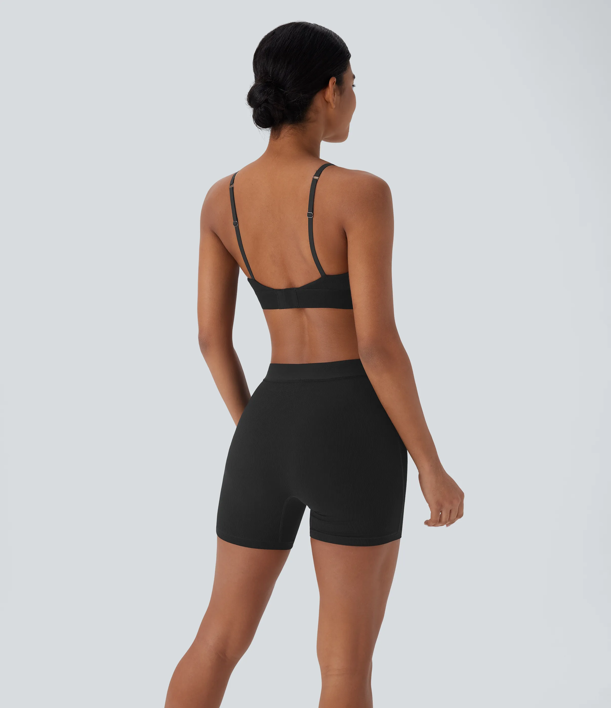 Halara Sujetador deportivo muy elástico con tirantes ajustables y tejido acanalado agradable en la piel - Black - XL sold by Halara product image thumbnail 3