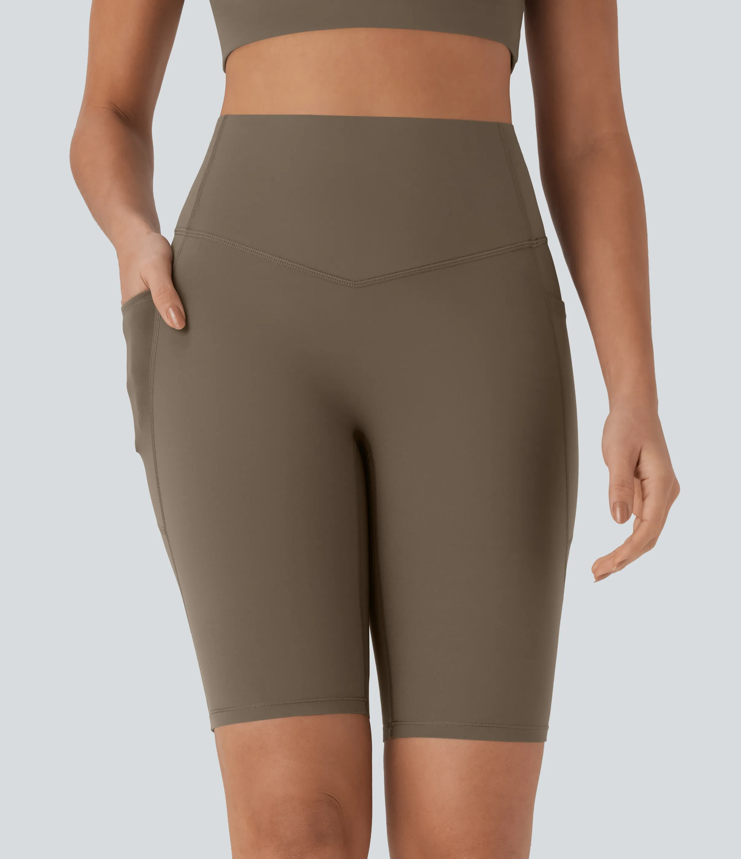 Halara Shorts biker Halara UltraSculpt™ moldeadores tiro alto con reductor de abdomen y bolsillos laterales 22.8cm - Dawn Brown - L sold by Halara product image thumbnail 5