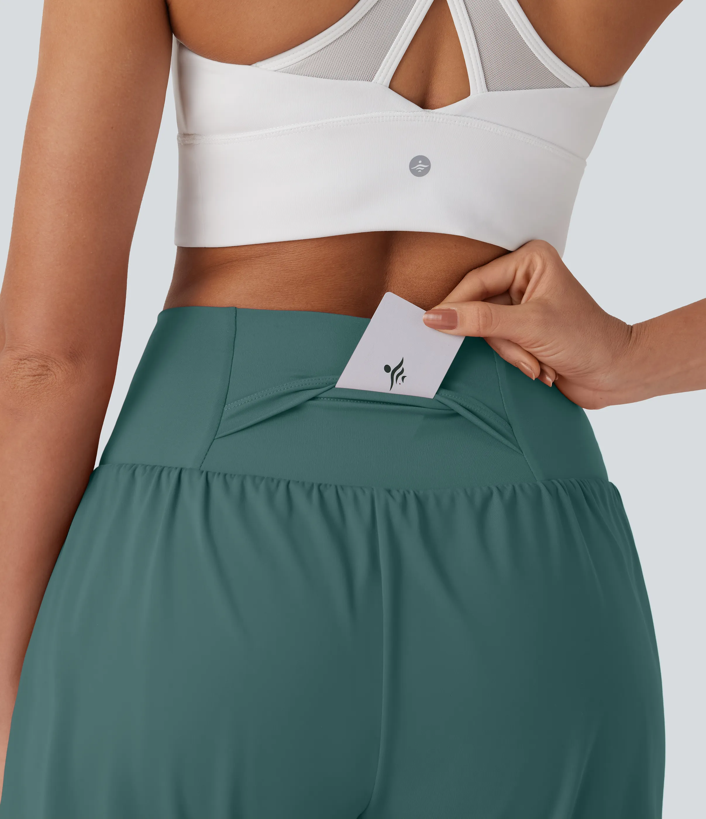 Halara Pantalones cortos de yoga Softlyzero™ Airy 2 en 1 de 17.5cm de tiro alto con tacto fresco y bolsillos - Blue Spruce - XL sold by Halara product image thumbnail 5