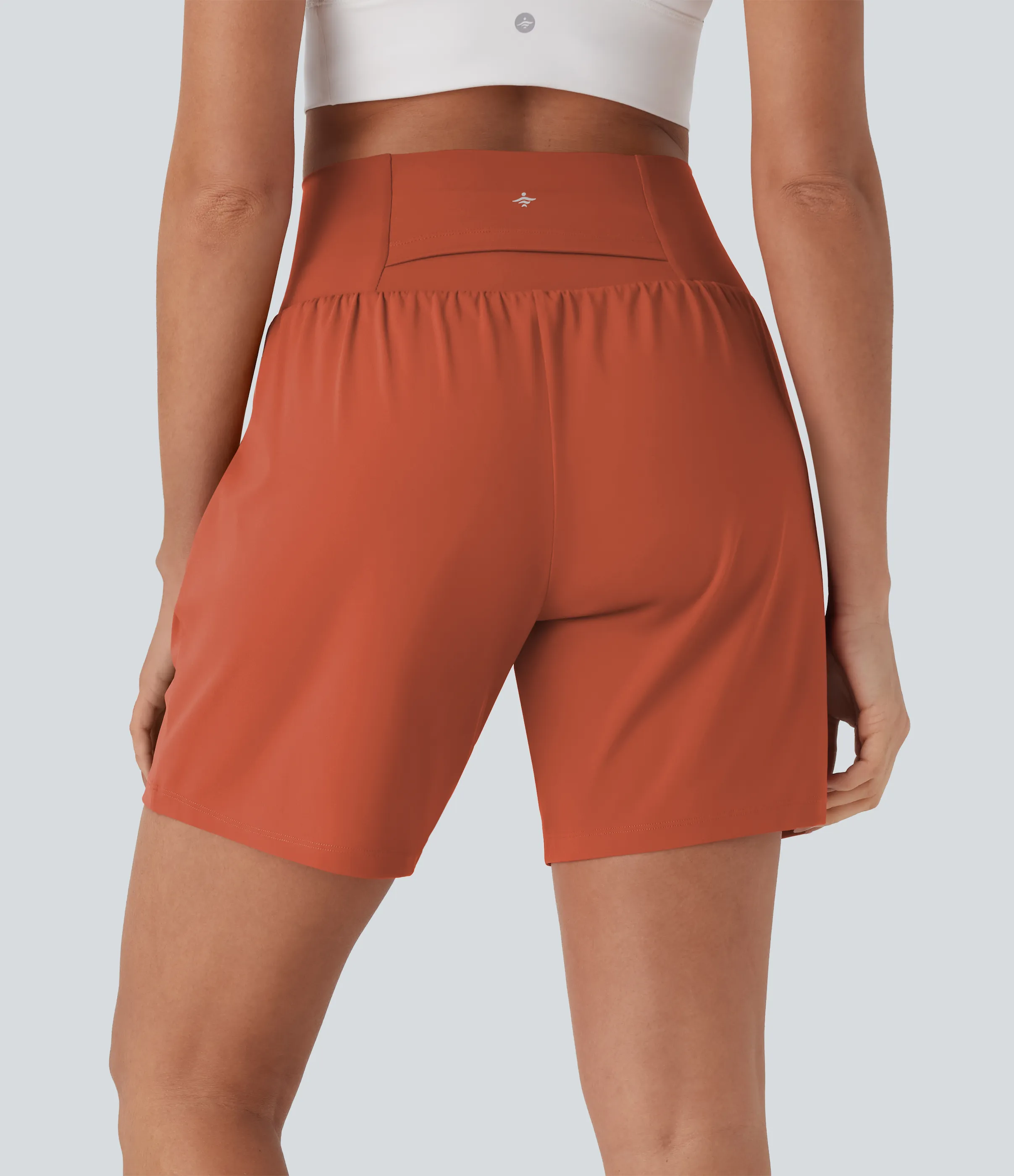 Halara Pantalones cortos de yoga Softlyzero™ Airy 2 en 1 de 17.5cm de tiro alto con tacto fresco y bolsillos - Orange Rust - L sold by Halara product image thumbnail 3