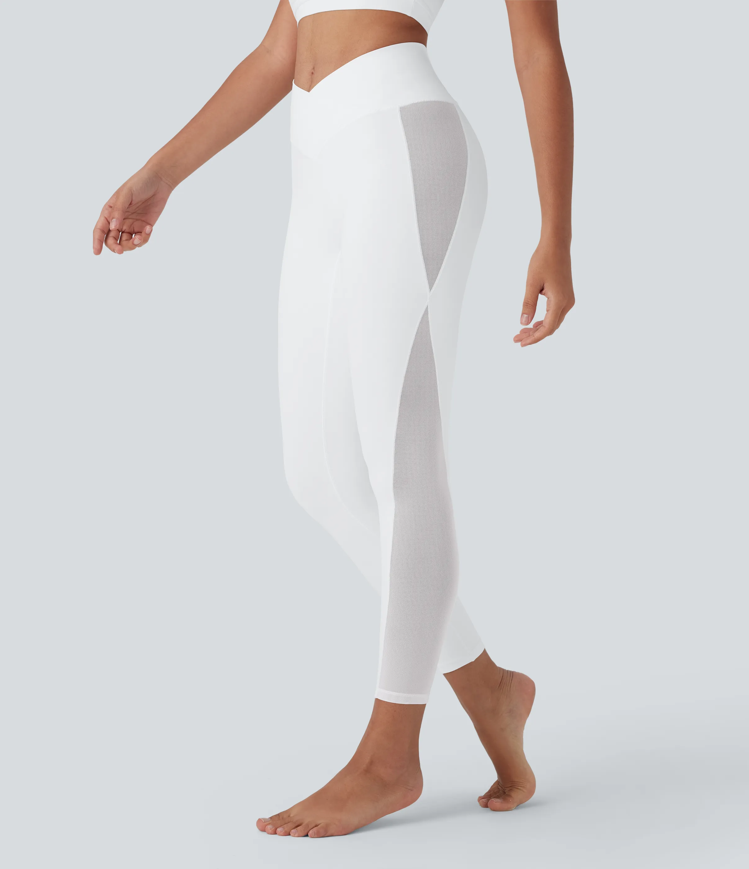 Halara Leggings de yoga Softlyzero™ de tiro alto con tejido en contraste y bolsillo - UPF 50+ - White - XL(full_length) sold by Halara product image thumbnail 3