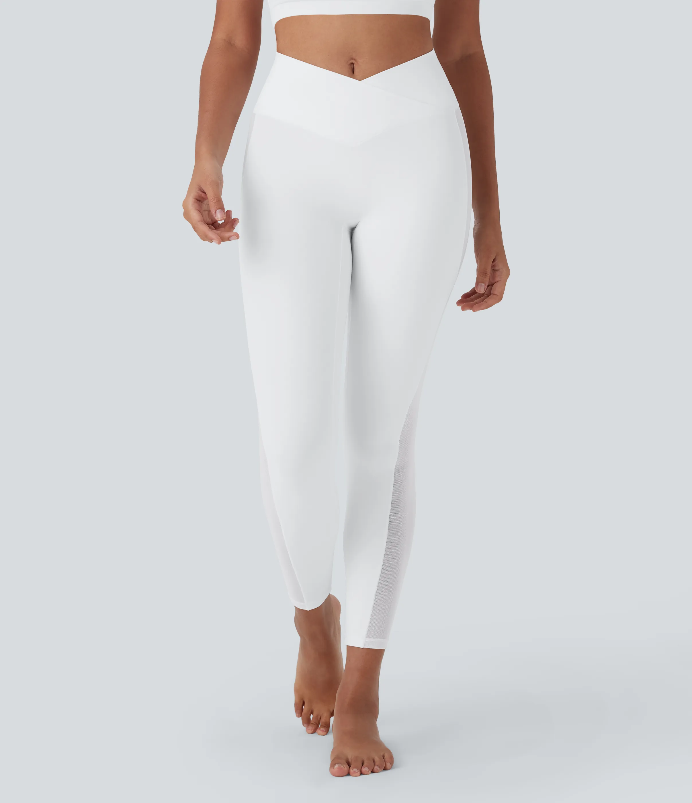 Halara Leggings de yoga Softlyzero™ de tiro alto con tejido en contraste y bolsillo - UPF 50+ - White - XL(full_length) sold by Halara product image thumbnail 4