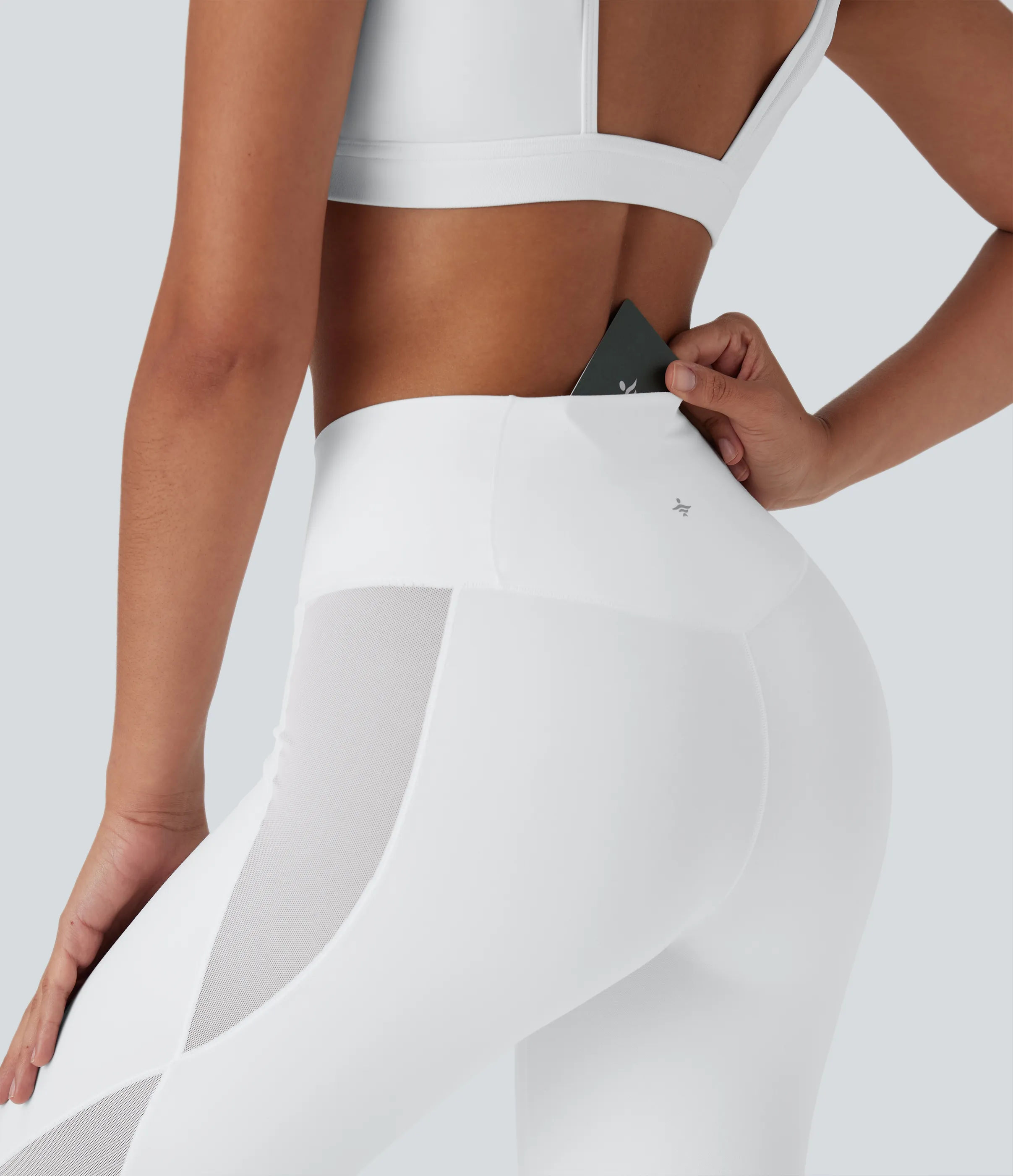 Halara Leggings de yoga Softlyzero™ de tiro alto con tejido en contraste y bolsillo - UPF 50+ - White - XL(full_length) sold by Halara product image thumbnail 5