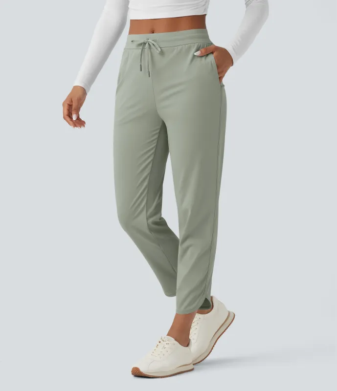 Halara Pantalones de golf ajustados de tiro medio con cordón, dobladillo curvo y secado rápido con bolsillos - UPF 40+ - Desert Sage - XS(regular) sold by Halara
