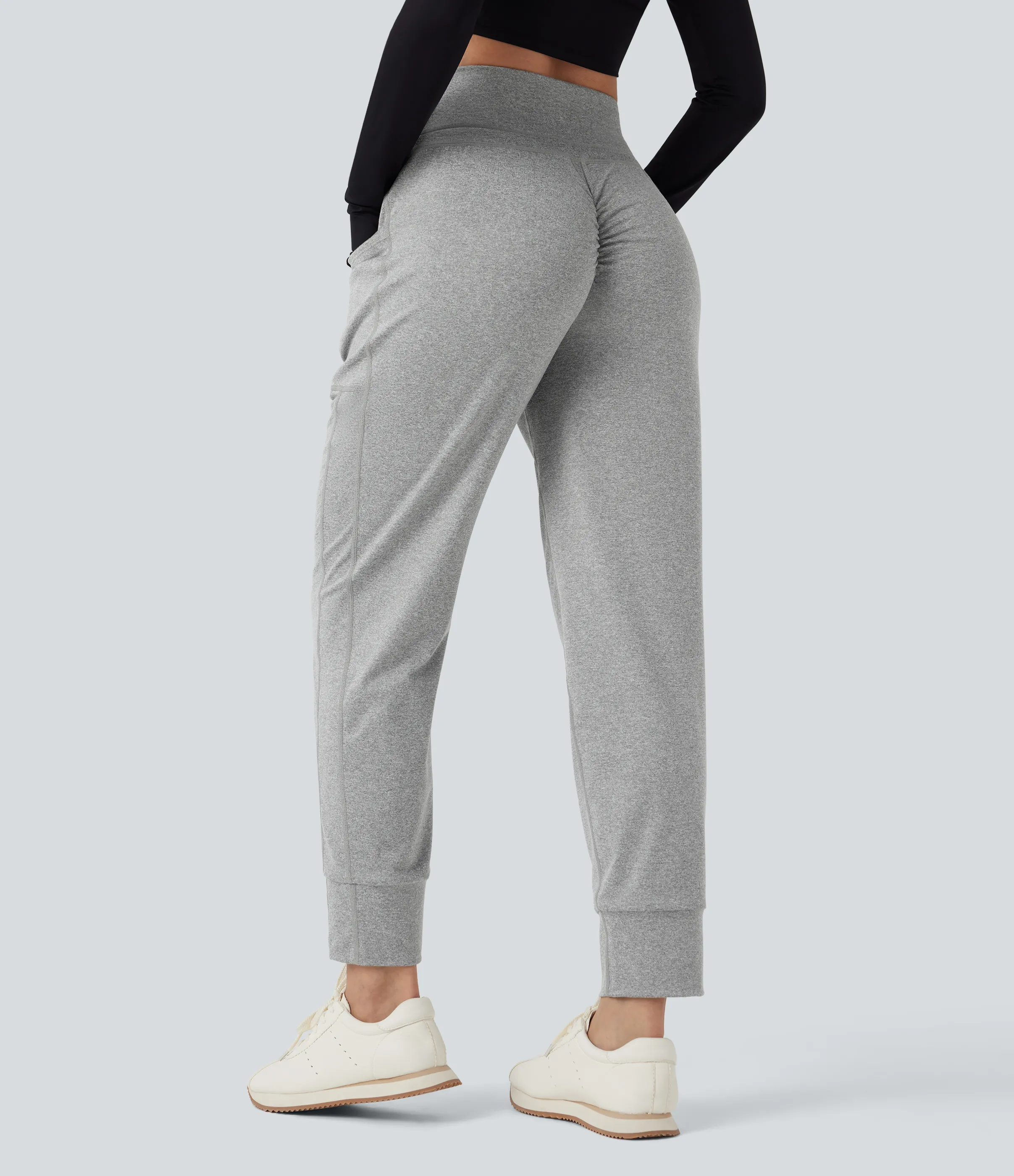 Halara Pantalones de yoga fruncidos de tiro alto con cordón y bolsillos - Fog Gray - XL(regular) sold by Halara product image thumbnail 2