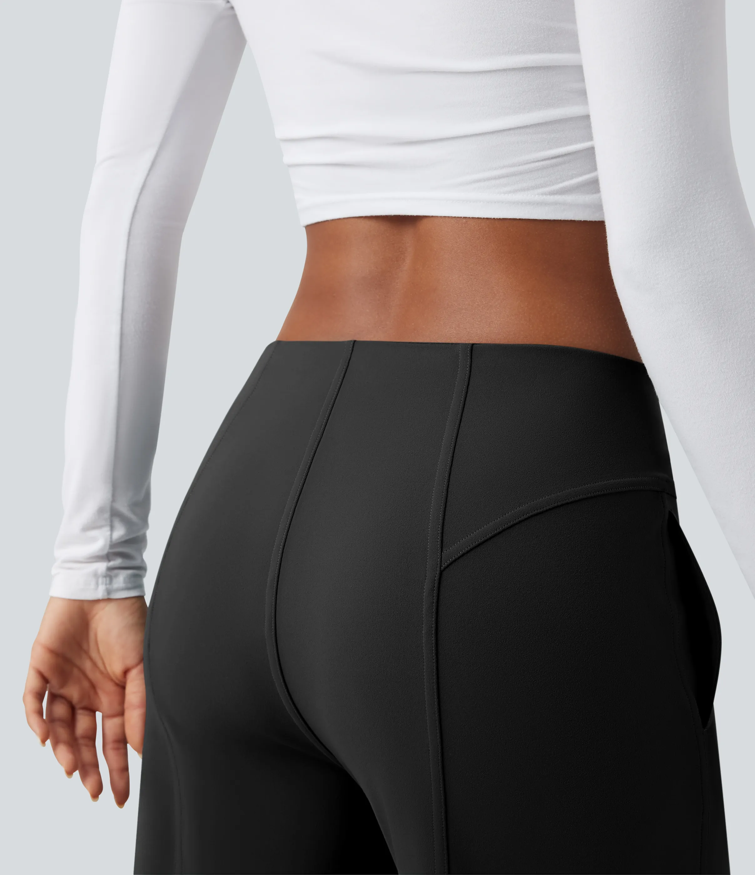 Halara Pantalones anchos casuales de tiro medio con bolsillos - Black - L(regular) sold by Halara product image thumbnail 5