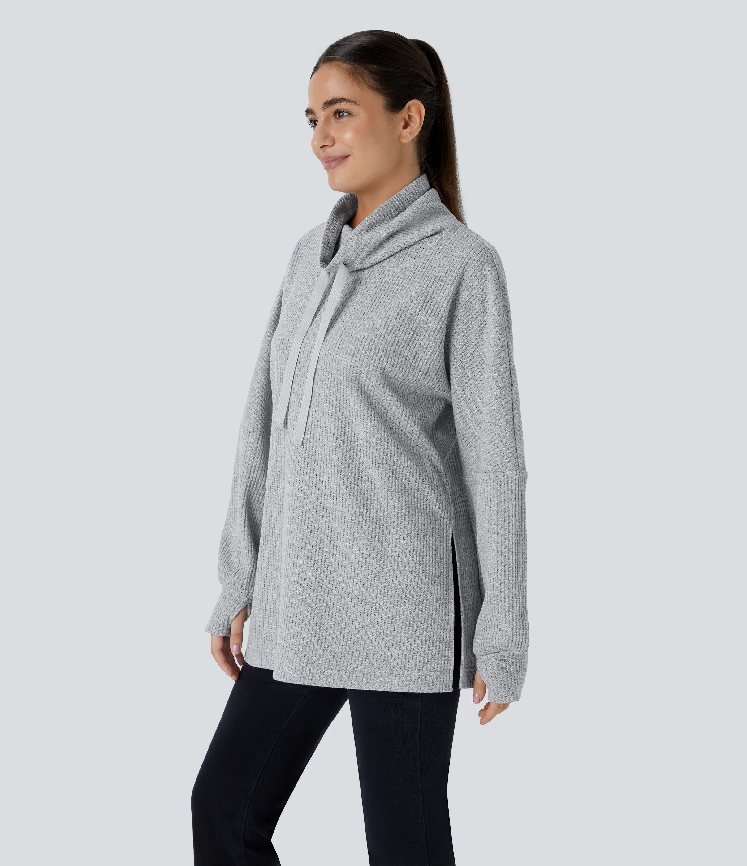 Halara Sudadera abertura pulgar cuello vuelto cordón ajustable - Micro Chip - XS sold by Halara product image thumbnail 4