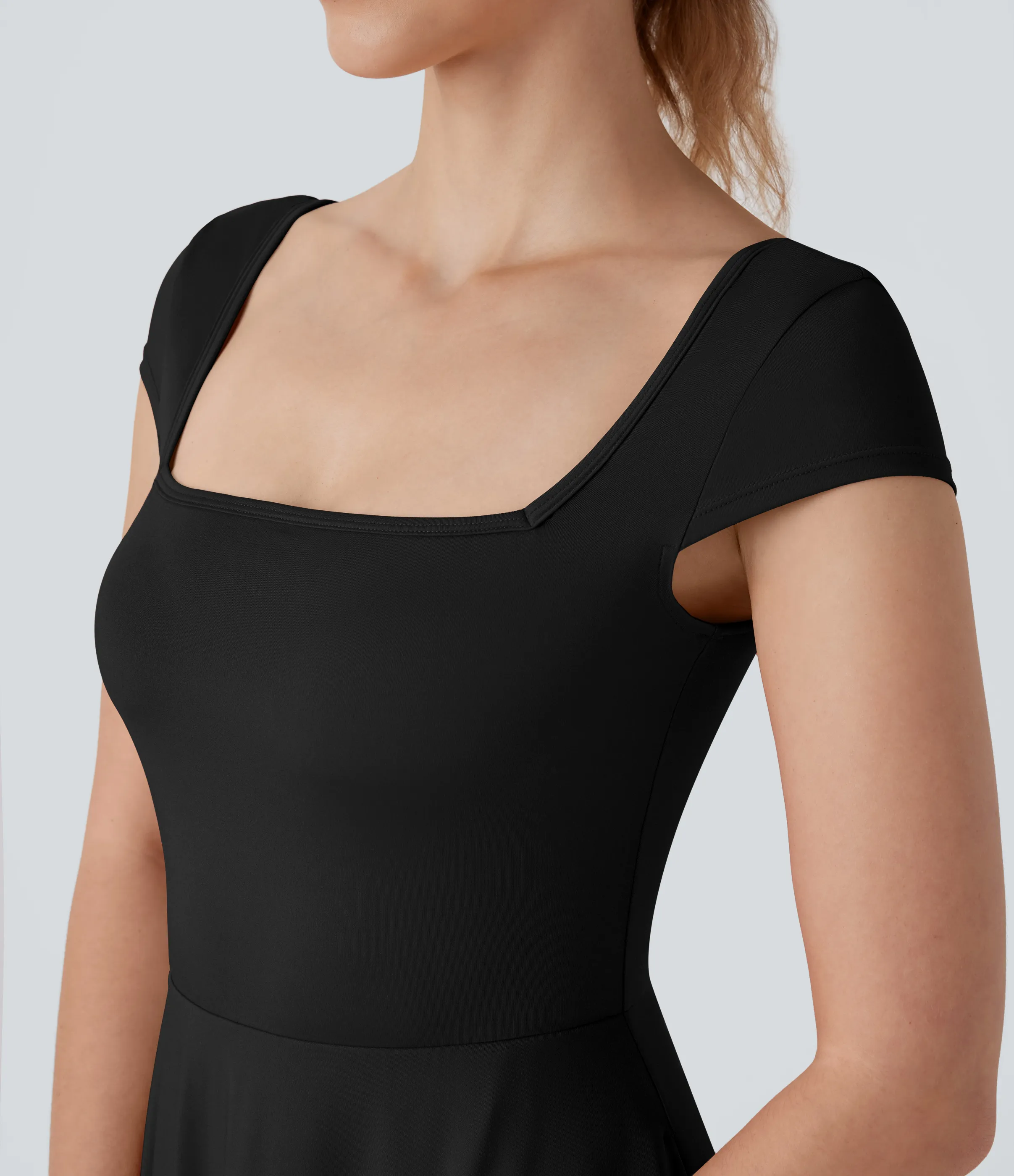 Halara Vestido holgado midi cuello cuadrado manga corta bolsillo lateral - Black - M sold by Halara product image thumbnail 5