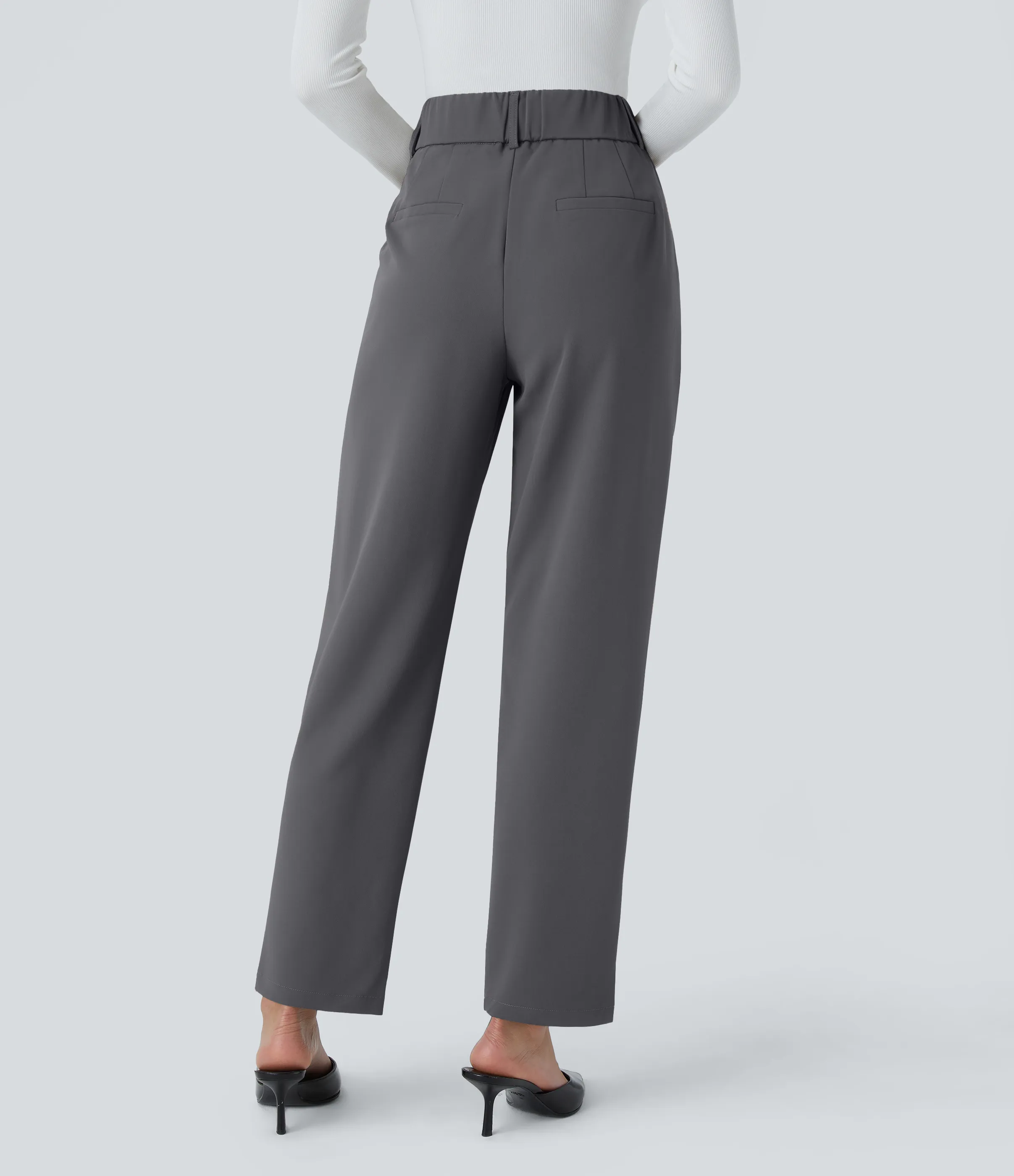 Halara Pantalón oficina ajustado tiro alto bolsillo lateral - Lead Grey - L(petite) sold by Halara product image thumbnail 3