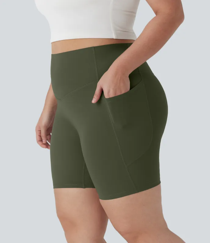Halara Shorts biker Halara UltraSculpt™ moldeadores de tiro alto con bolsillos laterales para tallas grandes en longitud 17.5cm - Deep Woodland Green - 3X made by Halara