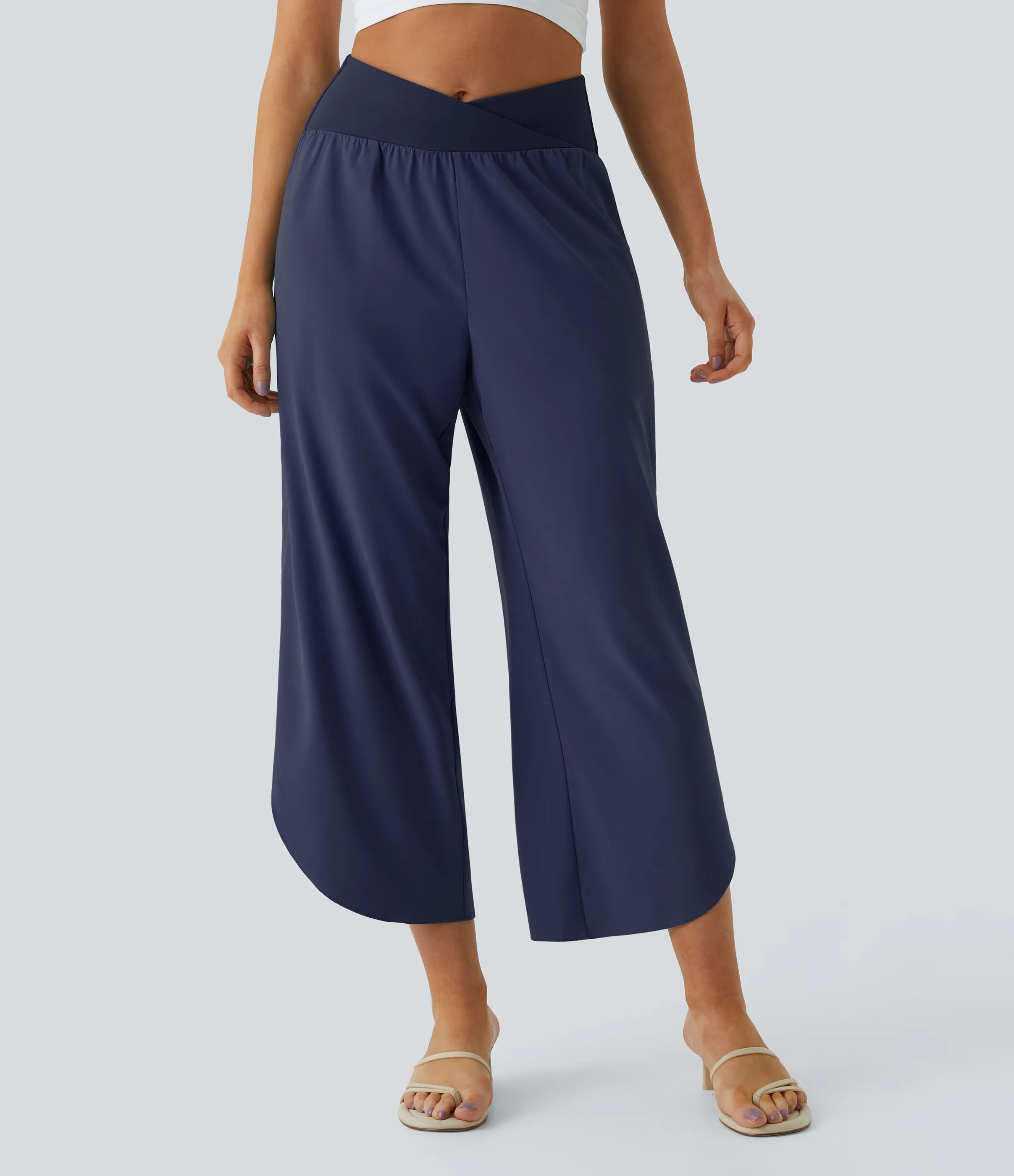 Halara Pantalón Breezeful™ Resort secado rápido abertura bolsillo lateral plisado cruzado tiro alto - Patriot Blue - M(petite) sold by Halara product image thumbnail 4