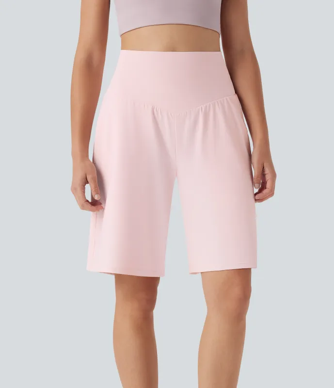 Halara Bermudas Softlyzero™ Airy yoga tiro alto múltiple bolsillo tacto fresco - Primrose Pink - S sold by Halara