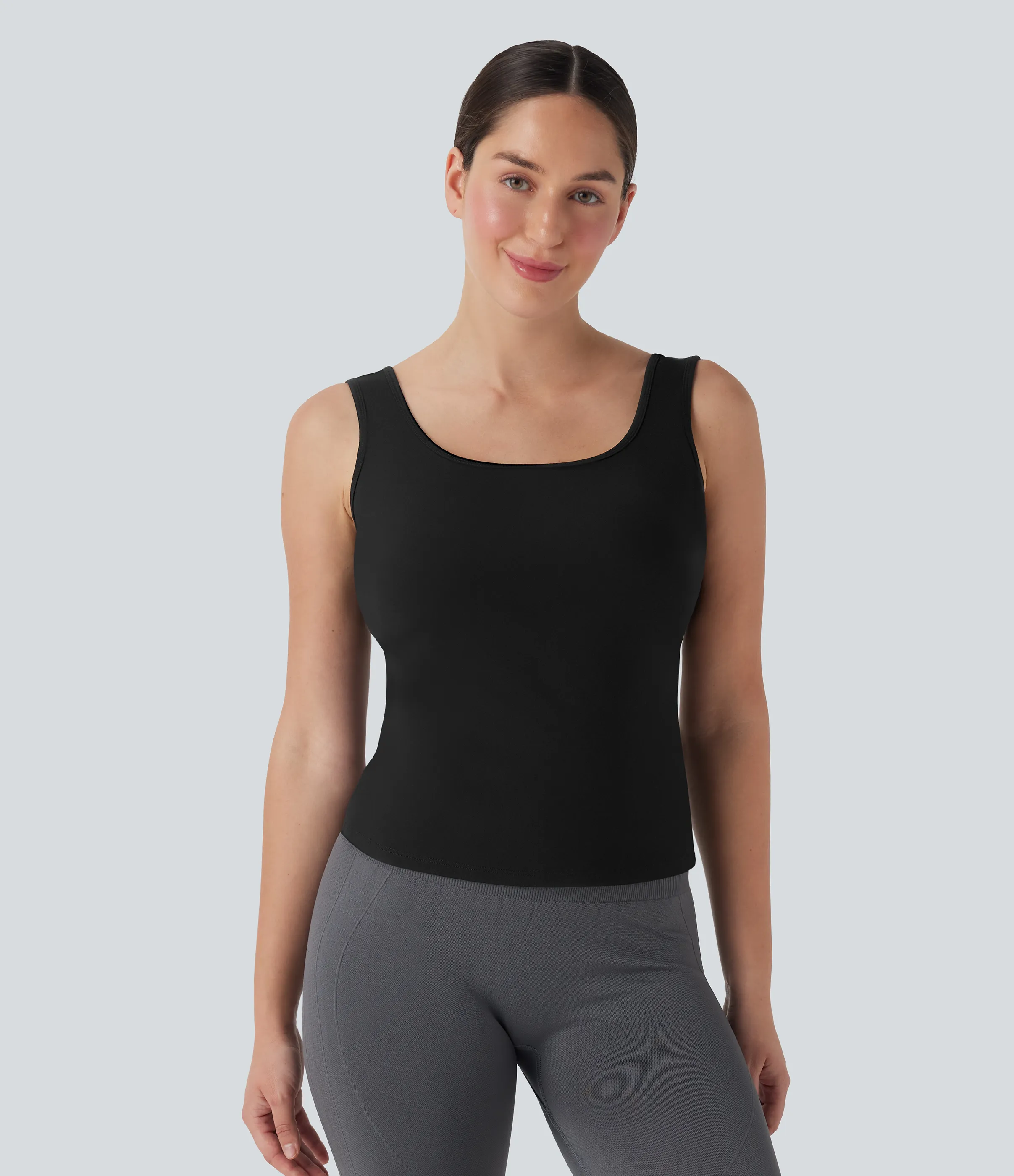Halara Top de yoga cruzado con escote en U con largo extra en copas D-F - Black - L(Long) sold by Halara product image thumbnail 3