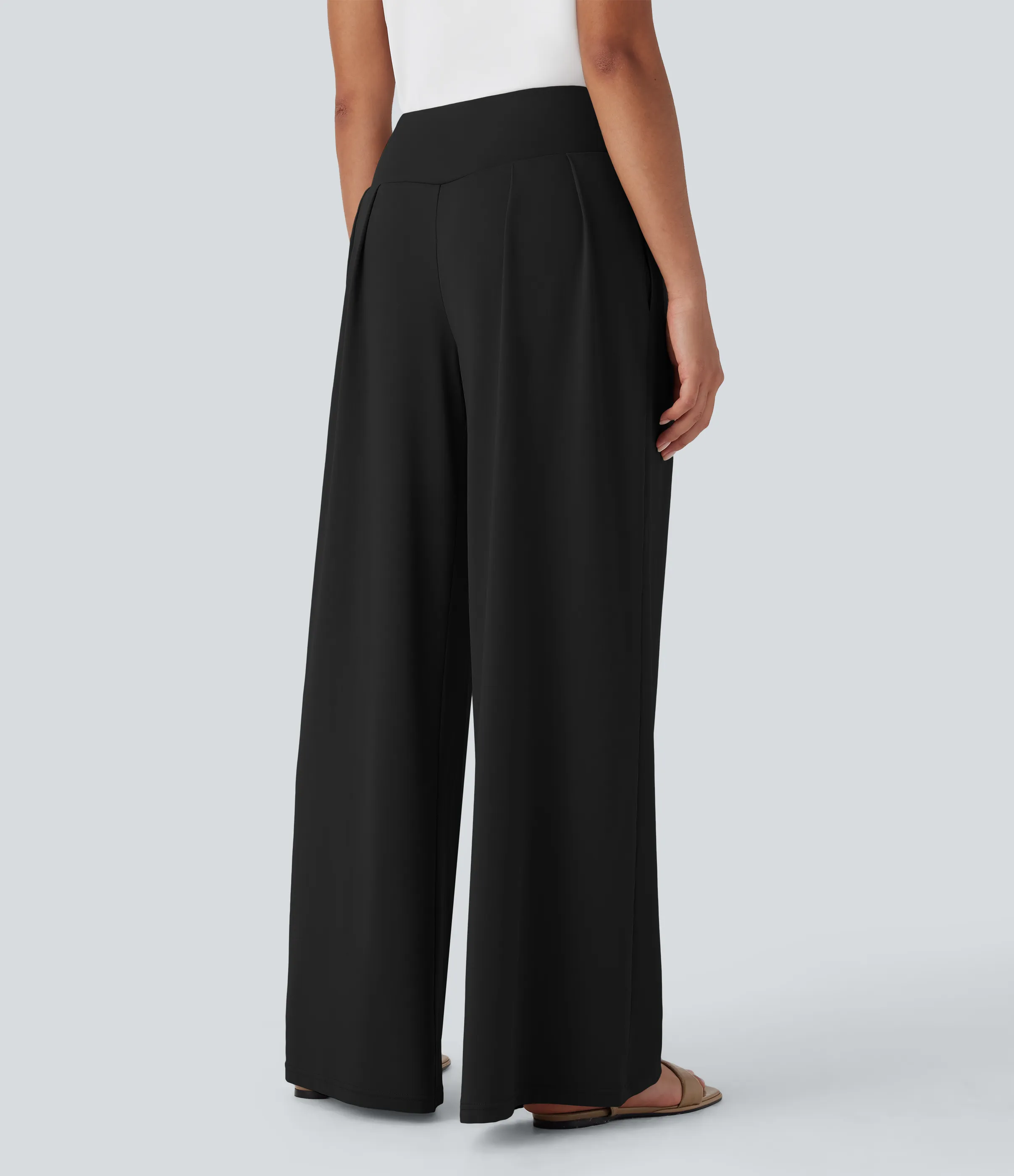 Halara Pantalones anchos casuales de tiro alto con bolsillos laterales - Black - M(petite) sold by Halara product image thumbnail 3