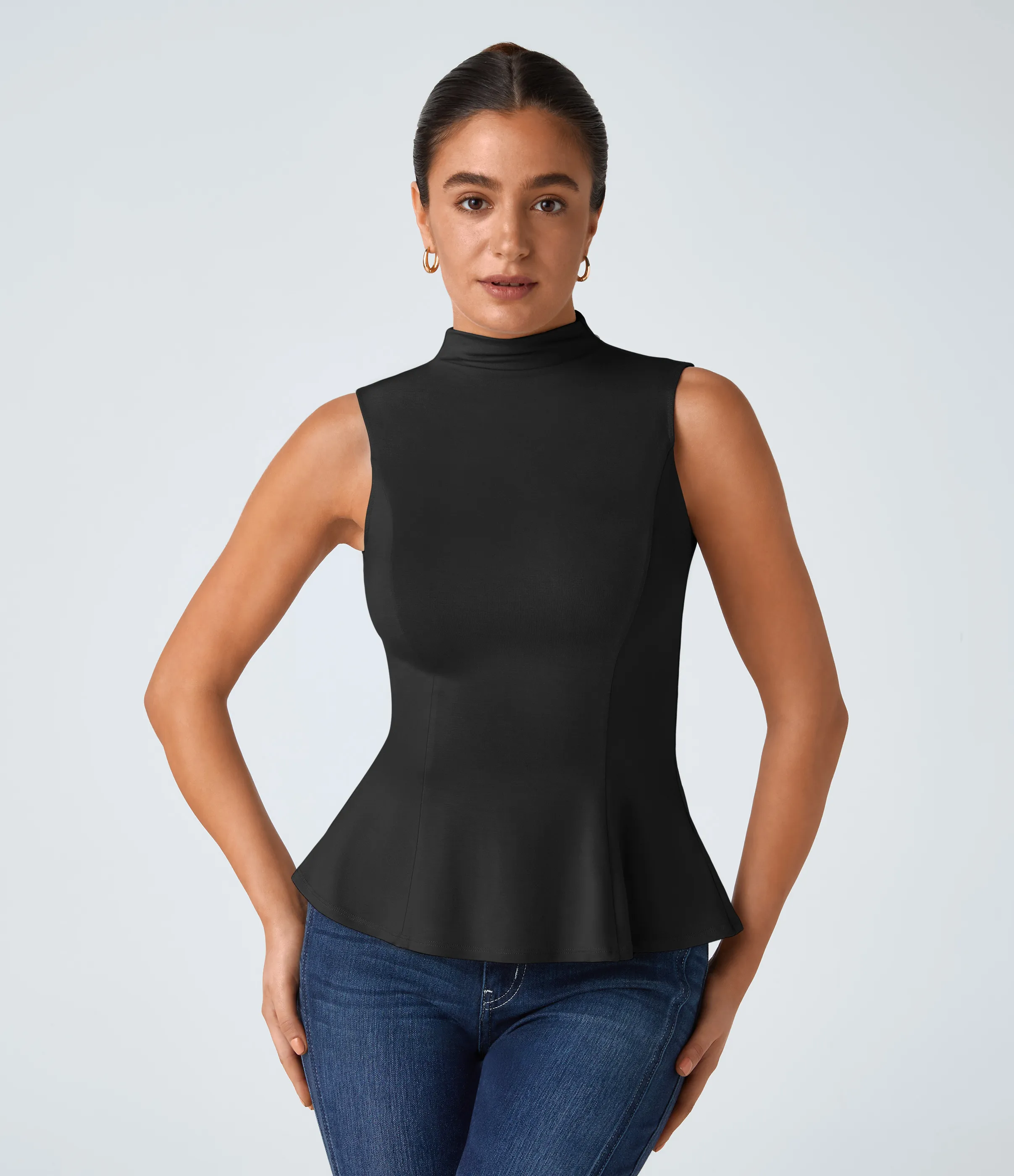 Halara Camiseta sin manga peplum cuello alzado - Black - XL sold by Halara product image thumbnail 2